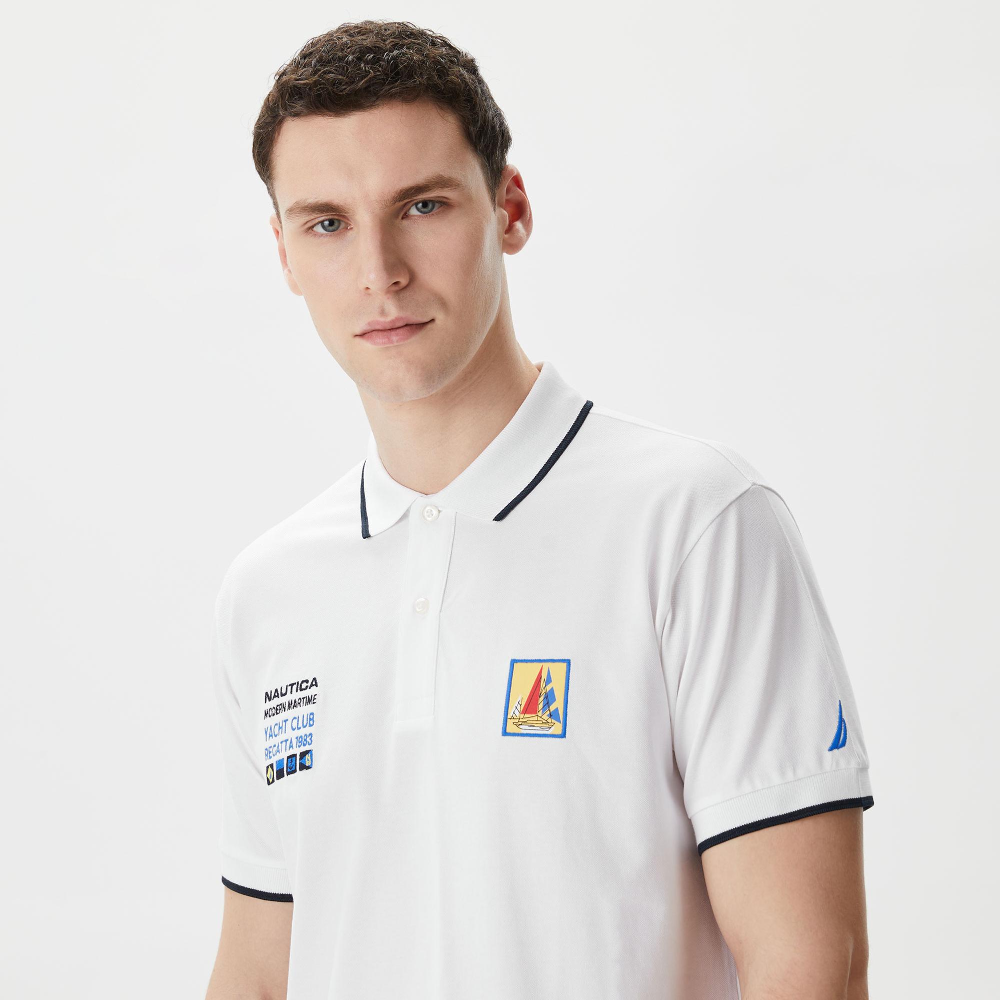 Nautica Erkek Beyaz Classic Fit Polo Yaka T-Shirt