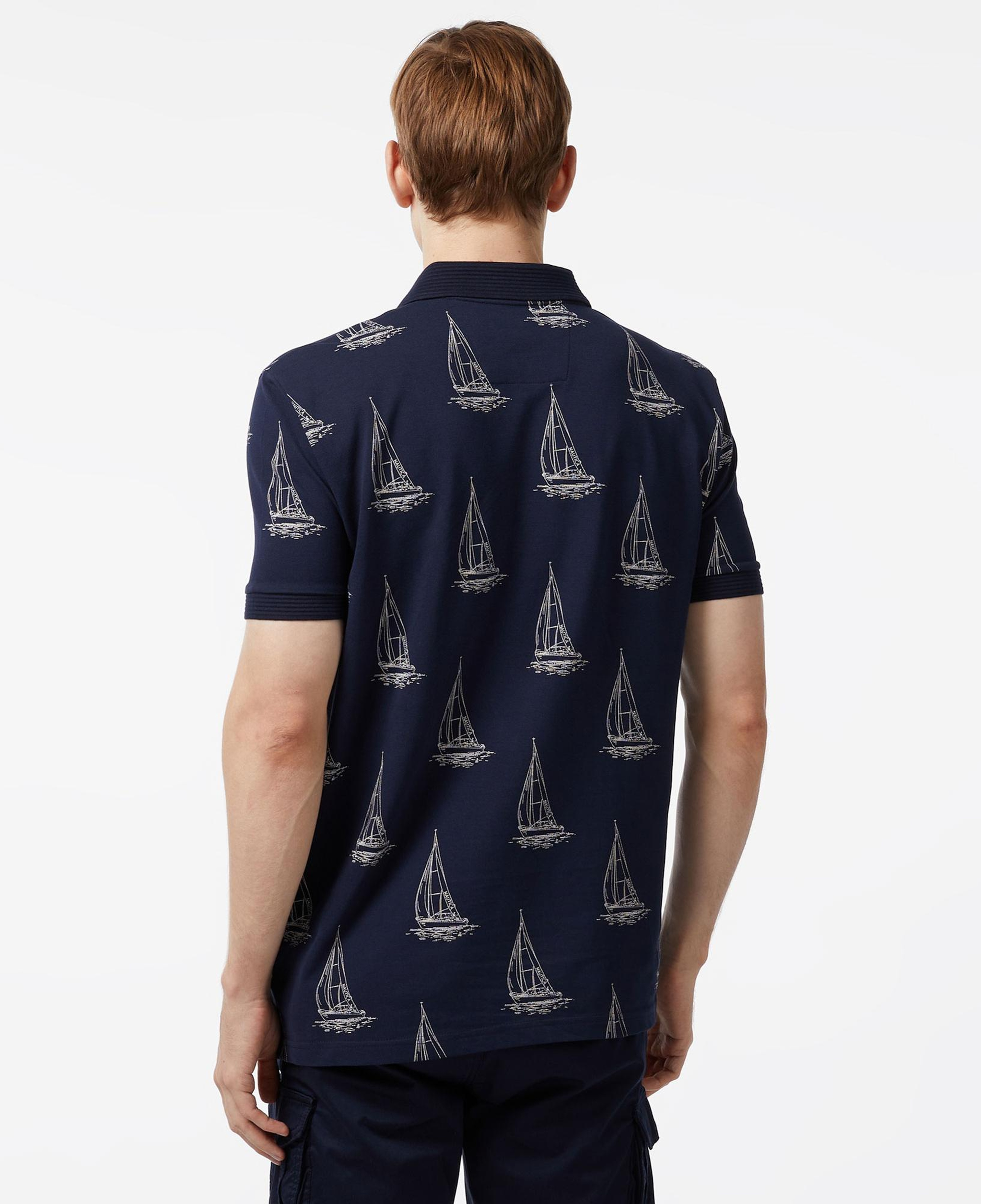 Nautica Erkek Lacivert Classic Fit Kısa Kollu Desenli Polo Yaka T-Shirt