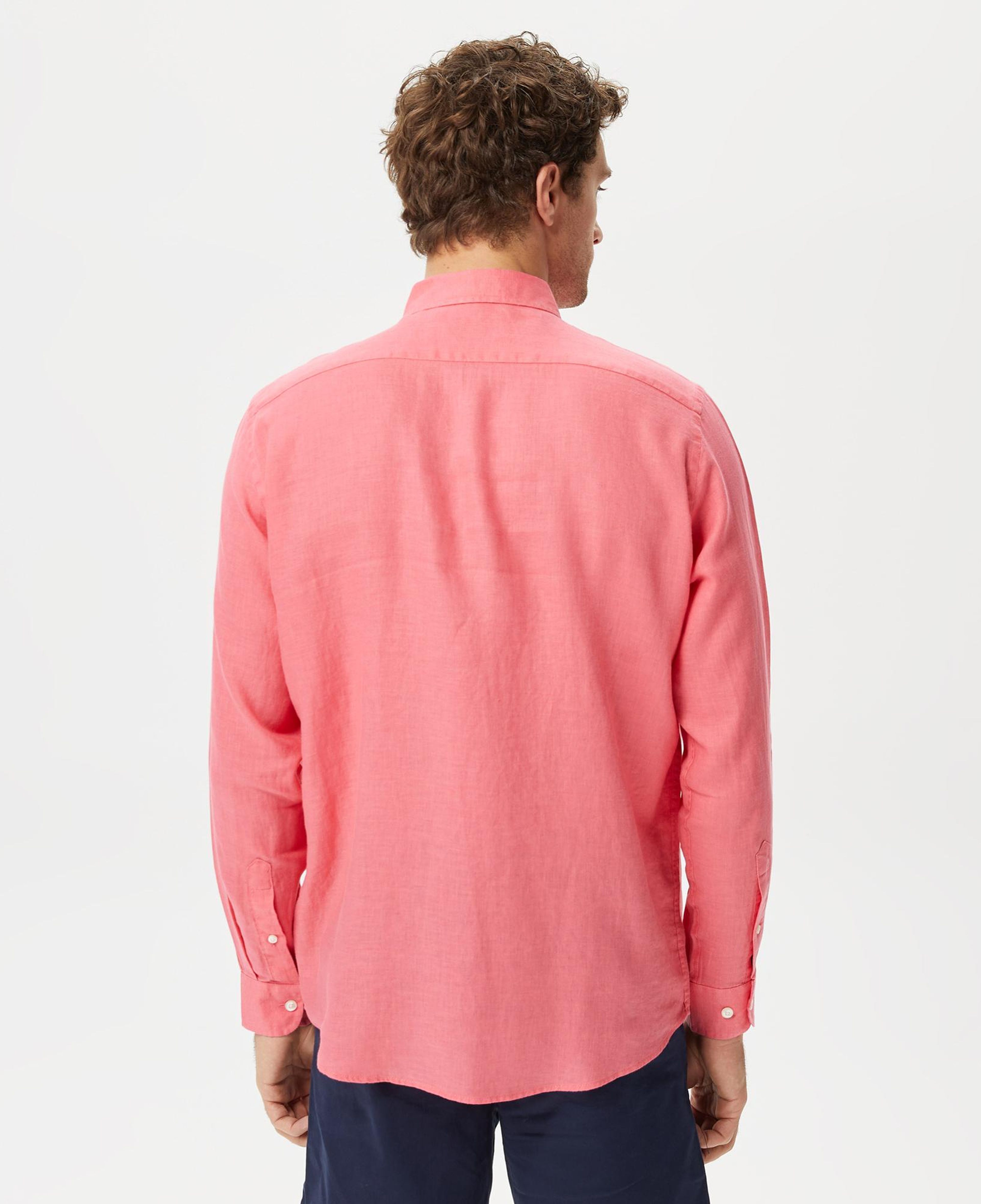 Nautica Erkek Pembe Classic Fit Uzun Kollu Keten Gömlek