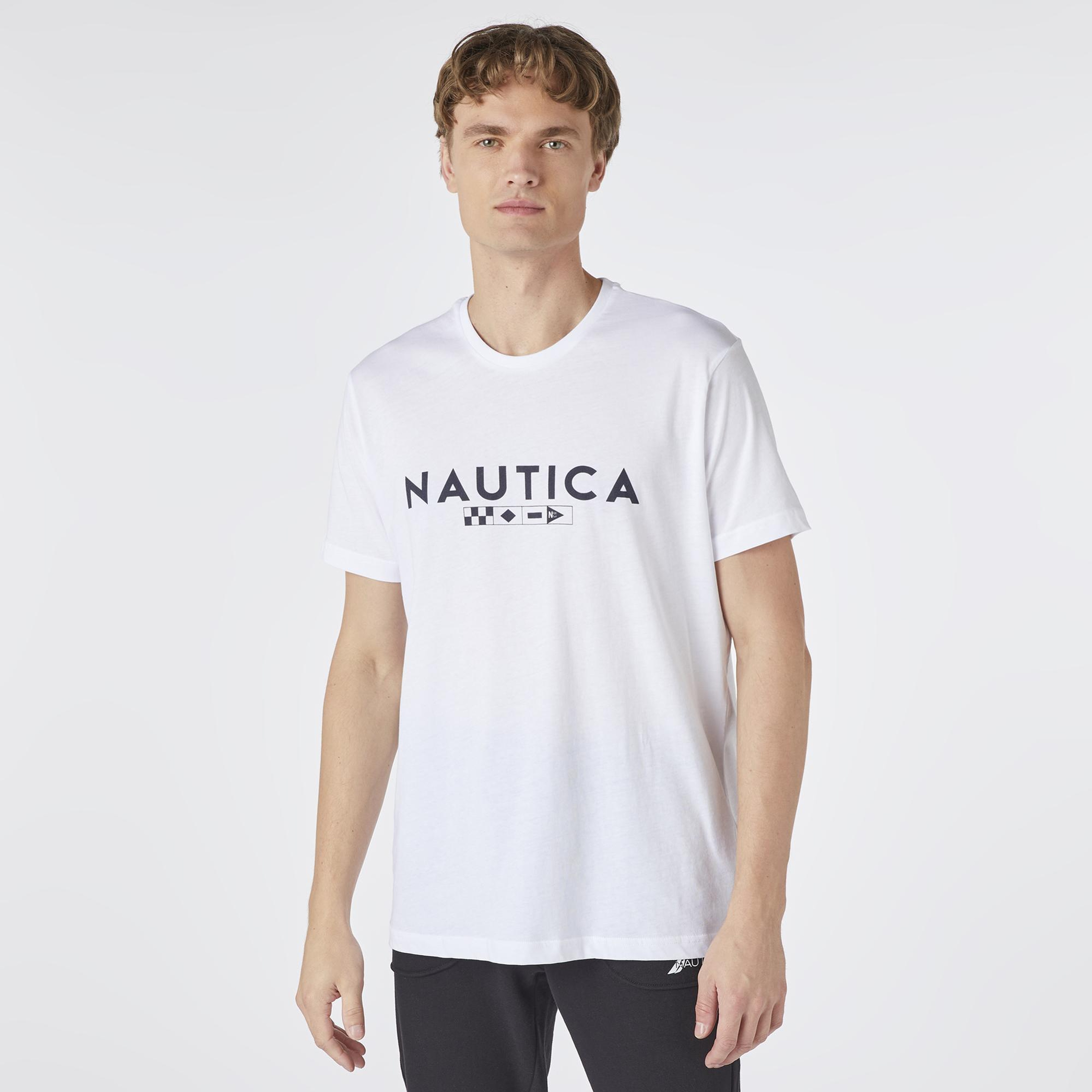 Nautica Erkek Beyaz Kısa Kollu Standart Fit T-Shirt