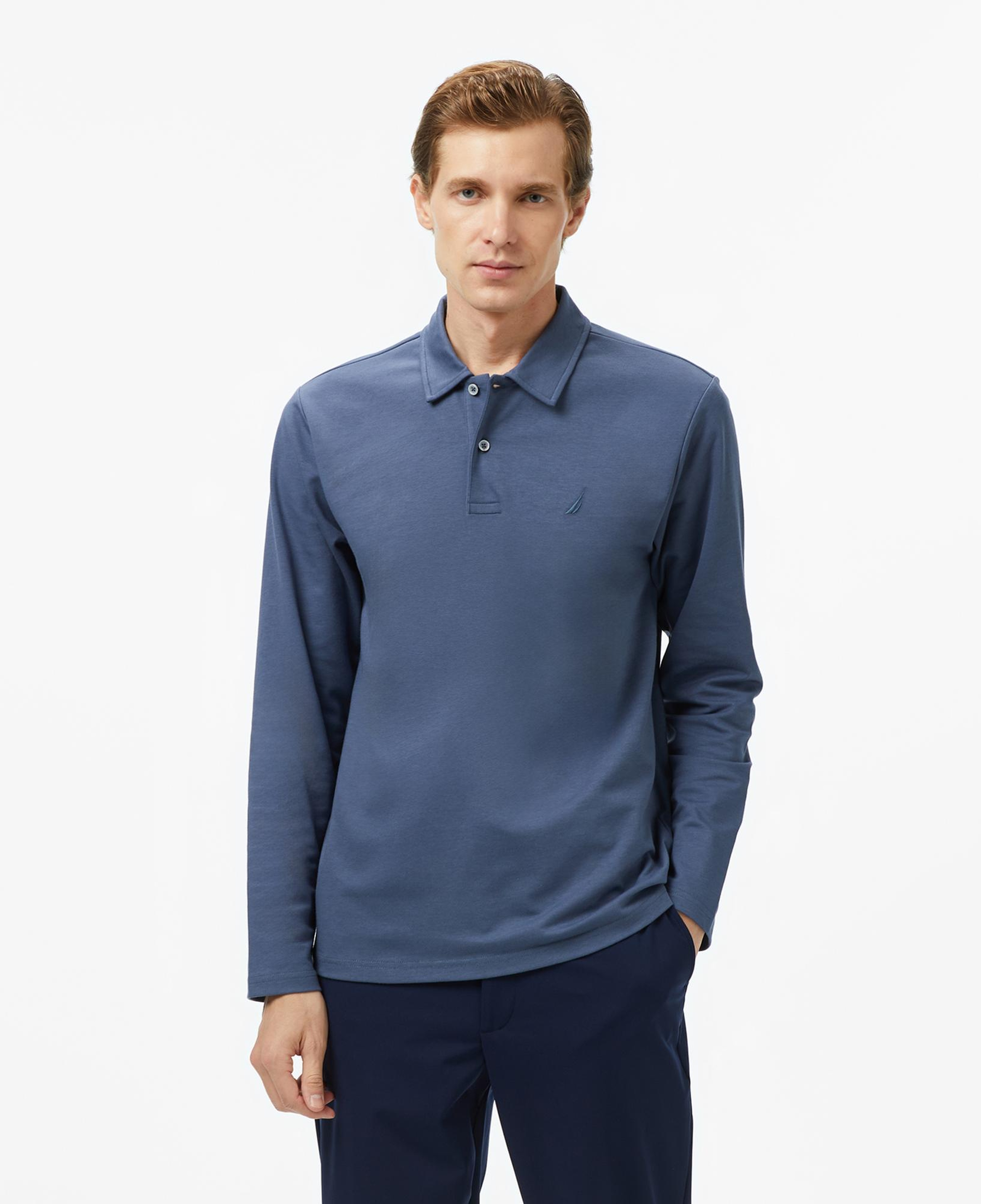 Nautica Erkek Mavi Classic Fit Uzun Kollu Polo Yaka T-Shirt