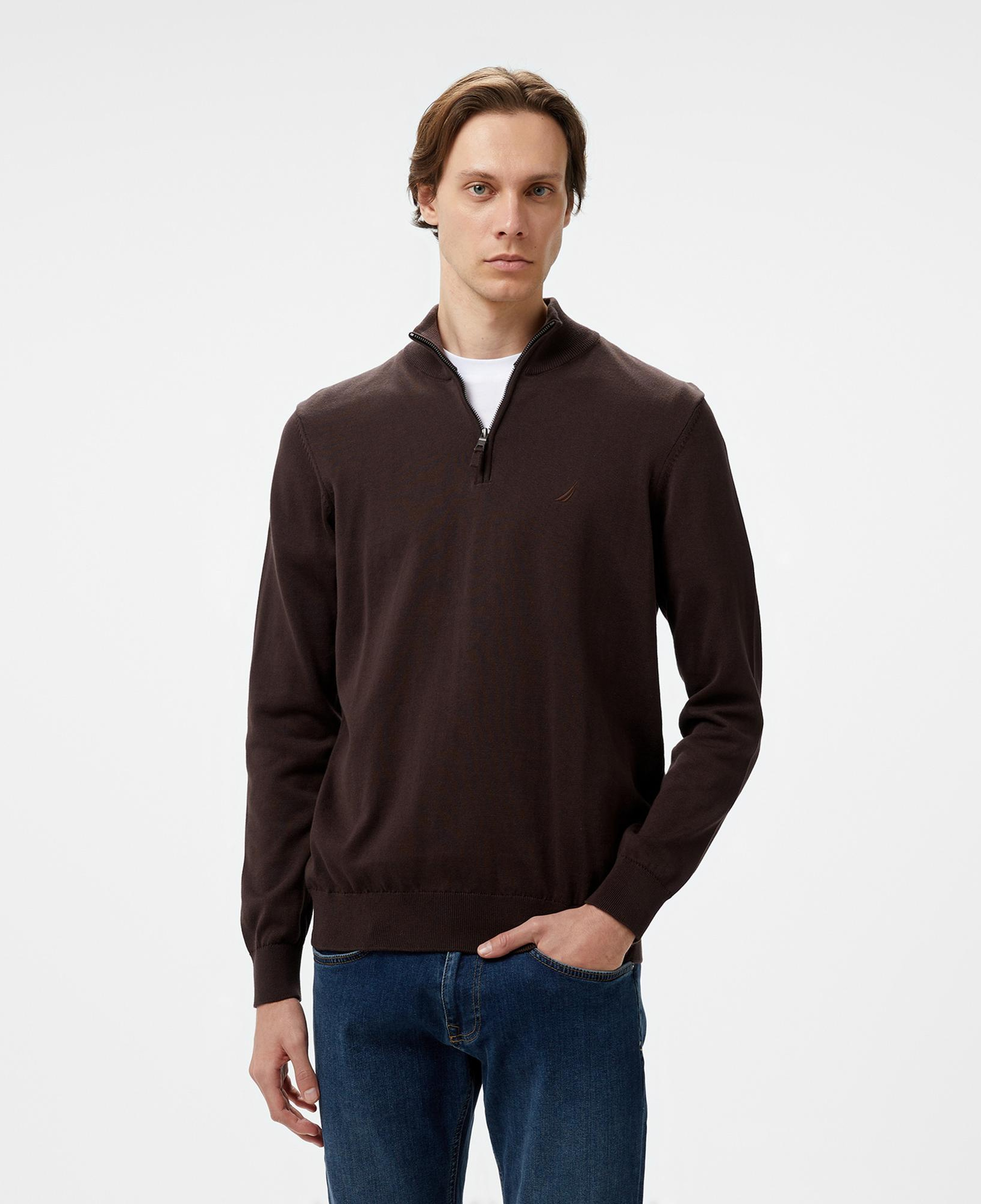 Nautica Erkek Kahverengi Regular Fit Kazak