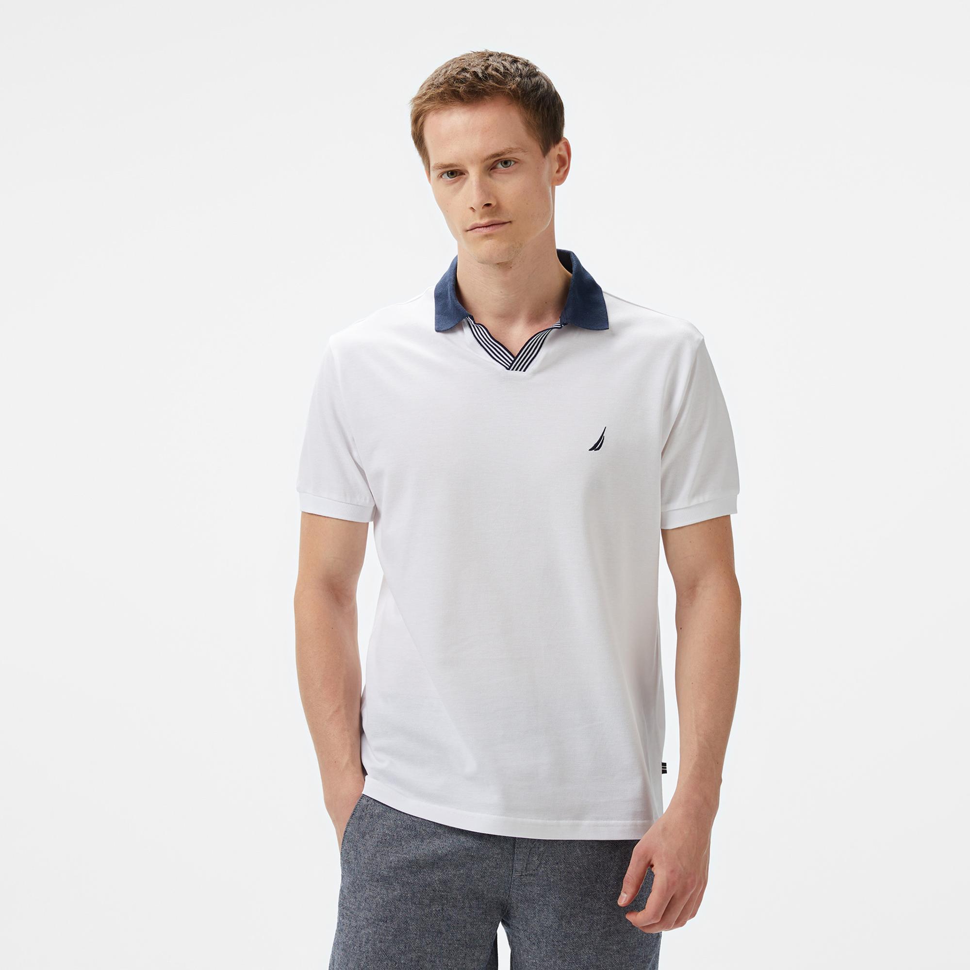 Nautica Erkek Beyaz Classic Fit Polo Yaka T-Shirt