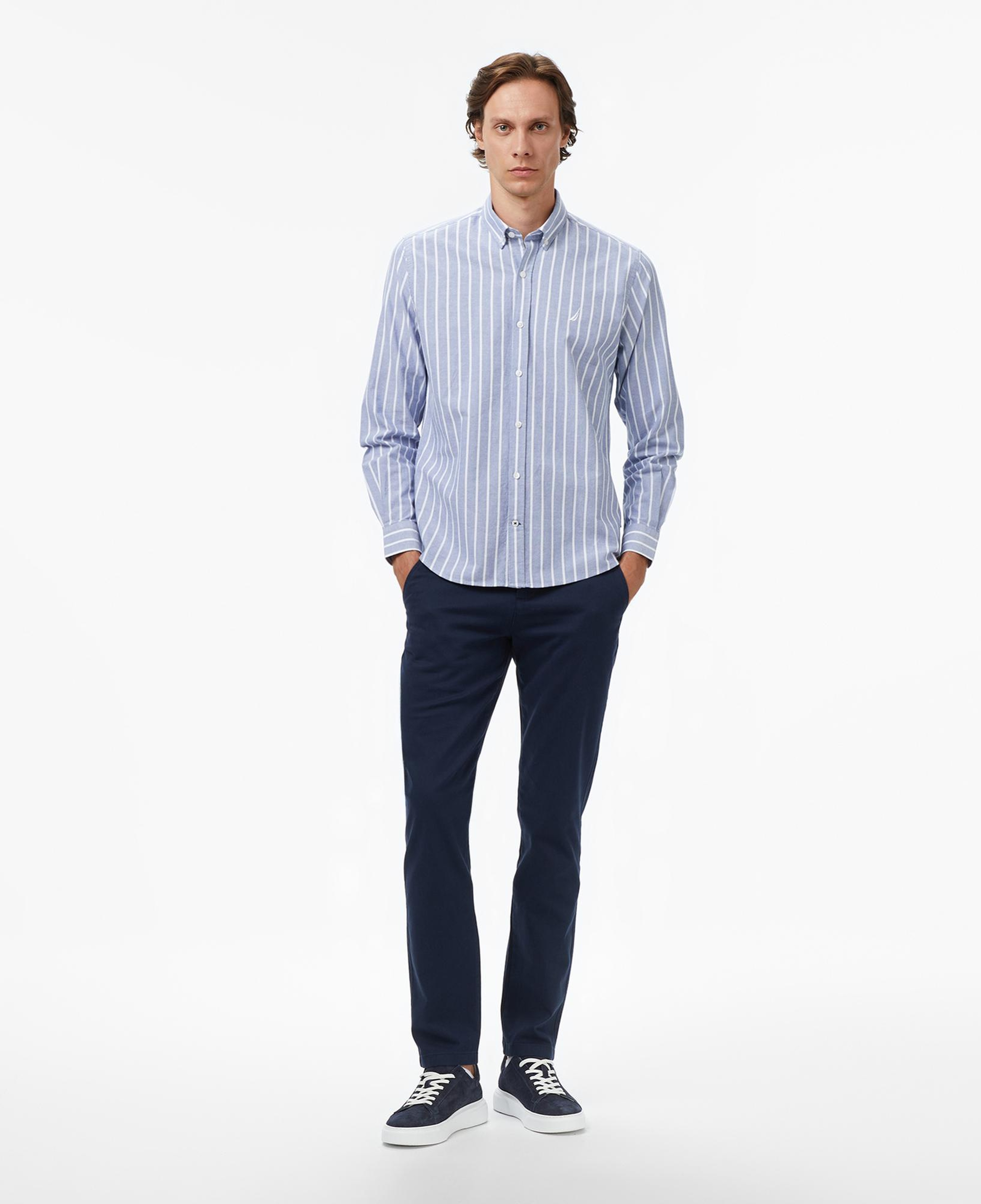 Nautica Erkek Lacivert Classic Fit Çizgili Gömlek