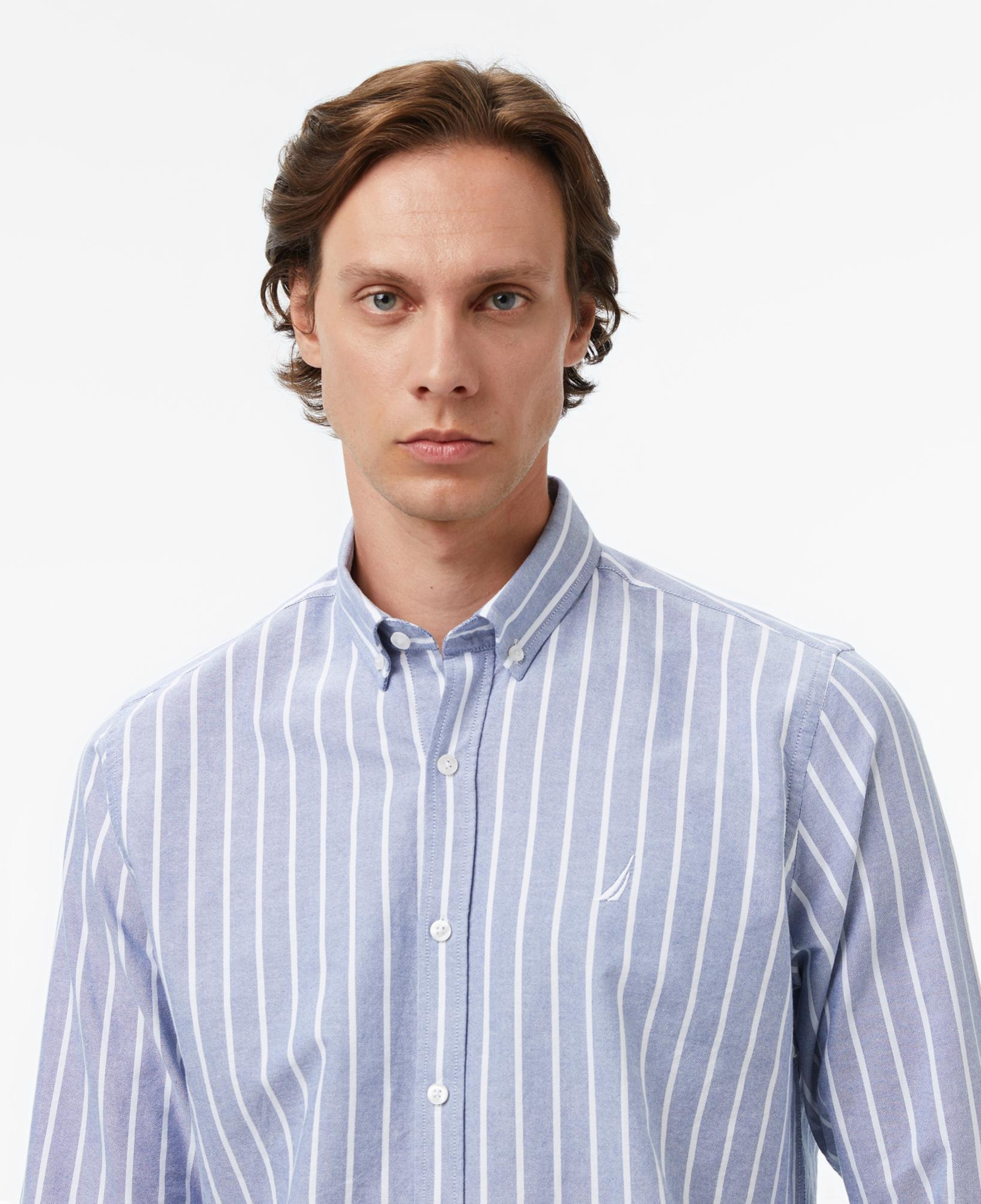 Nautica Erkek Lacivert Classic Fit Çizgili Gömlek