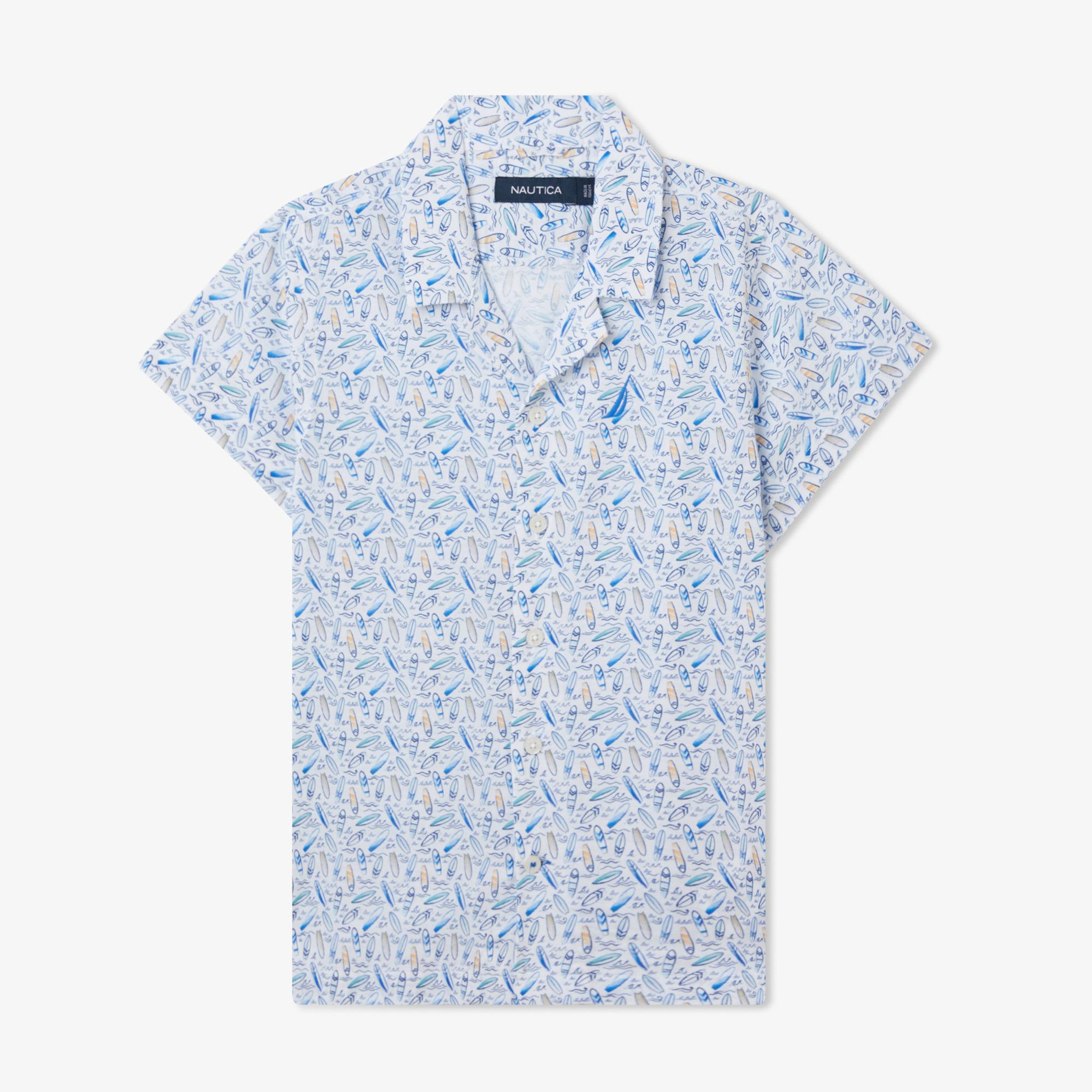 Nautica Erkek Çocuk Mavi Classic Fit Baskılı Gömlek