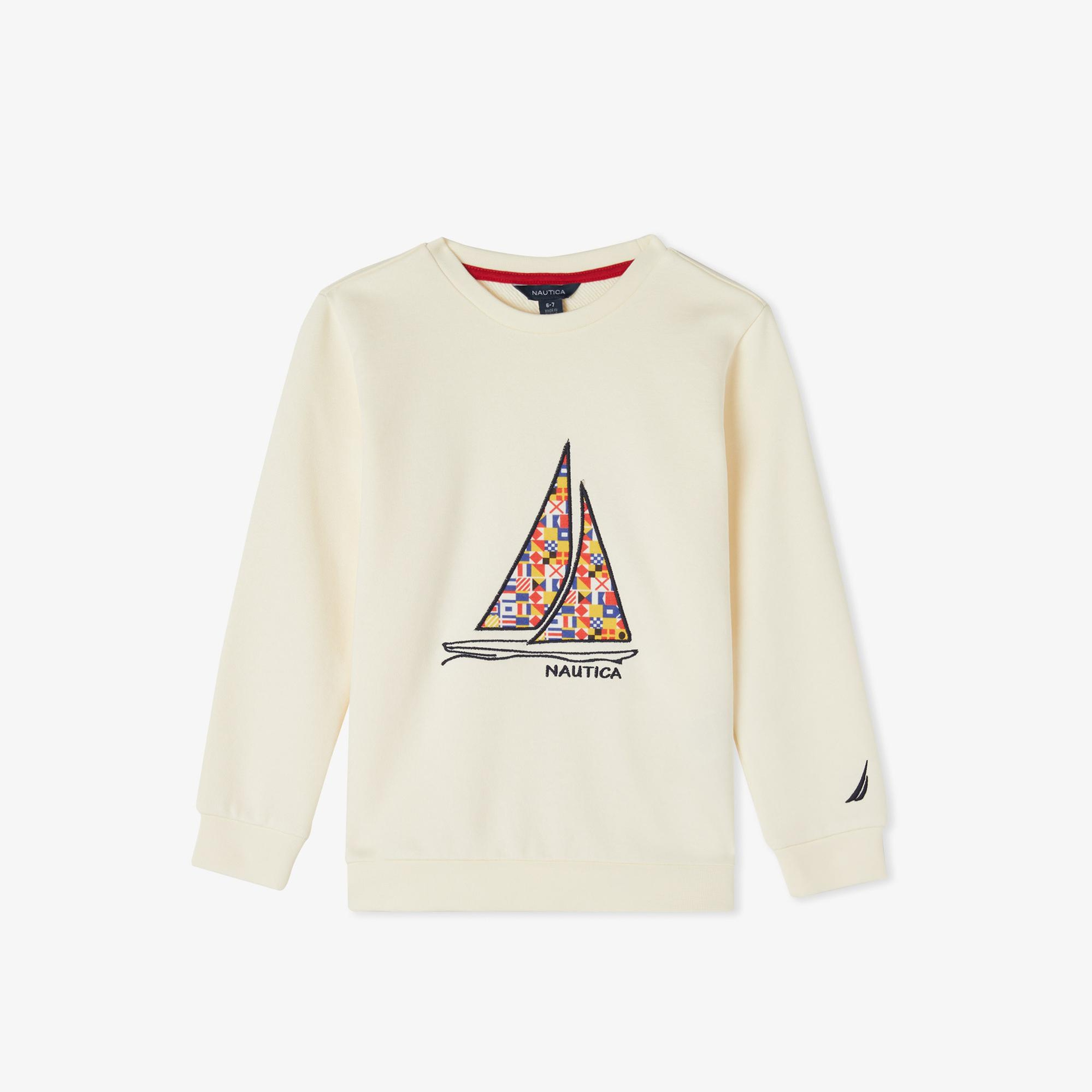 Nautica Erkek Çocuk Krem Rengi Regular Fit Baskılı Sweatshirt