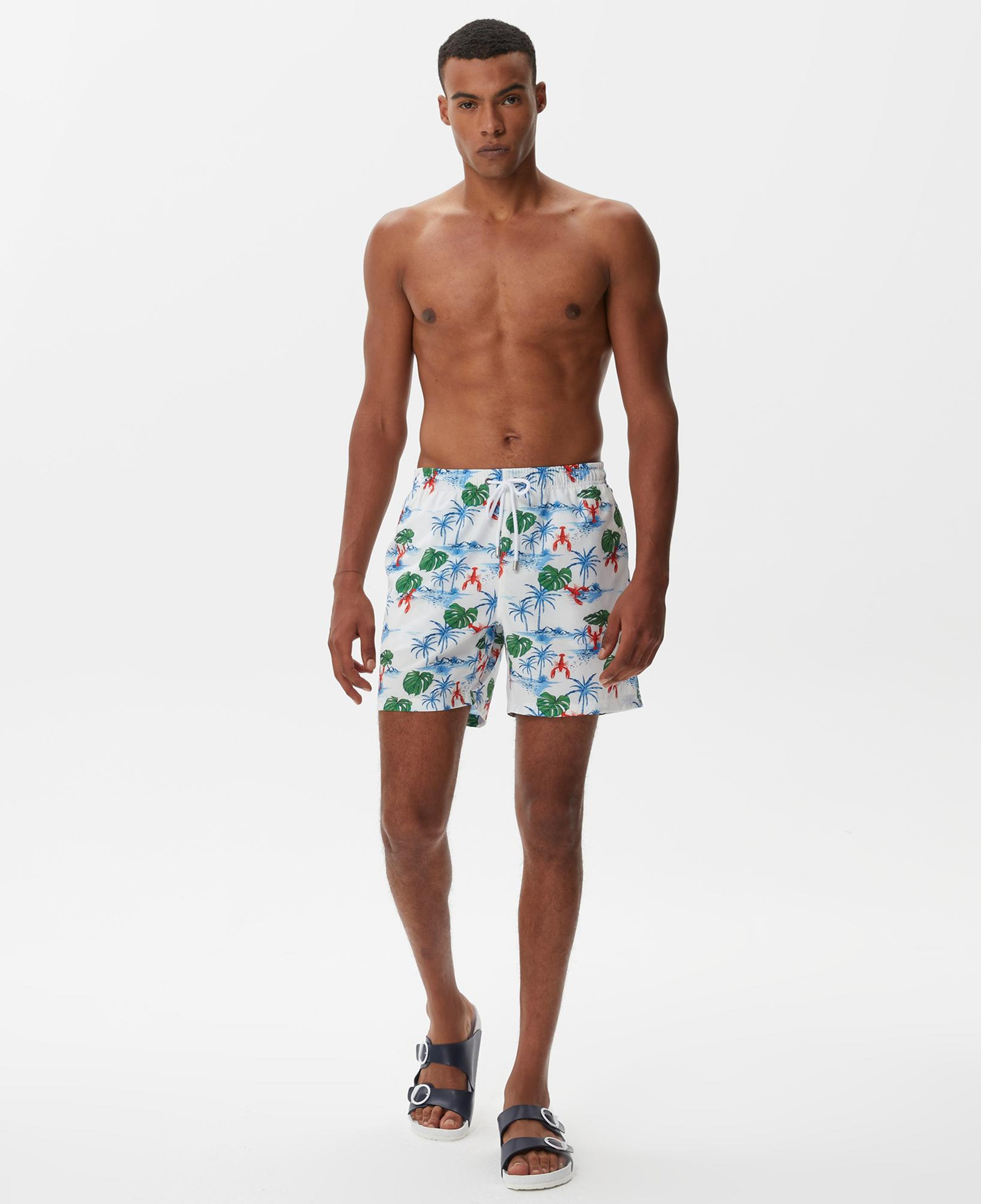 Nautica Erkek Beyaz Baskılı Deniz Şortu