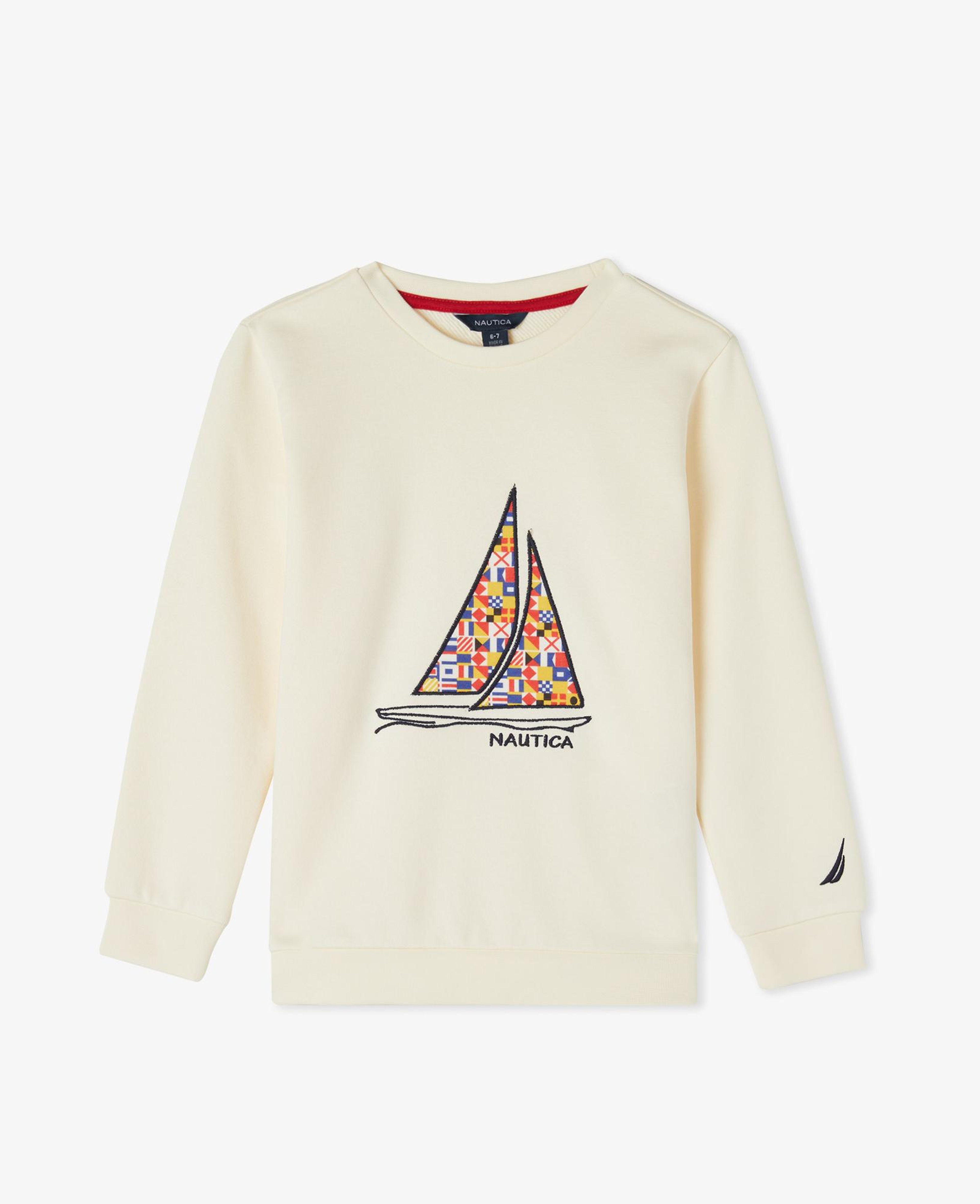 Nautica Erkek Çocuk Krem Rengi Regular Fit Baskılı Sweatshirt