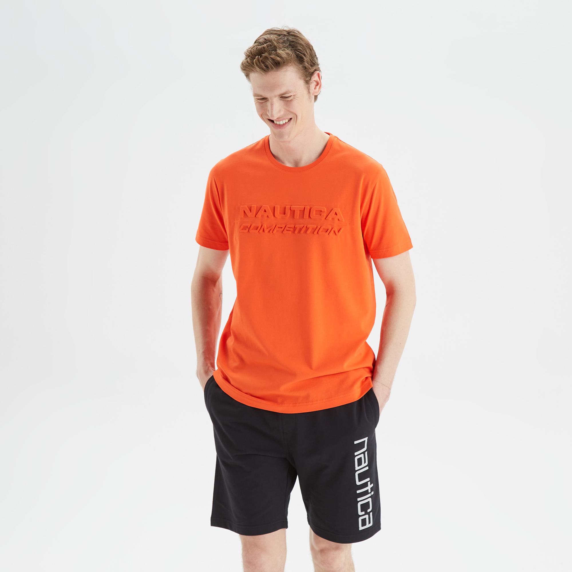 Nautica Erkek Turuncu Standart Fit Baskılı T-Shirt