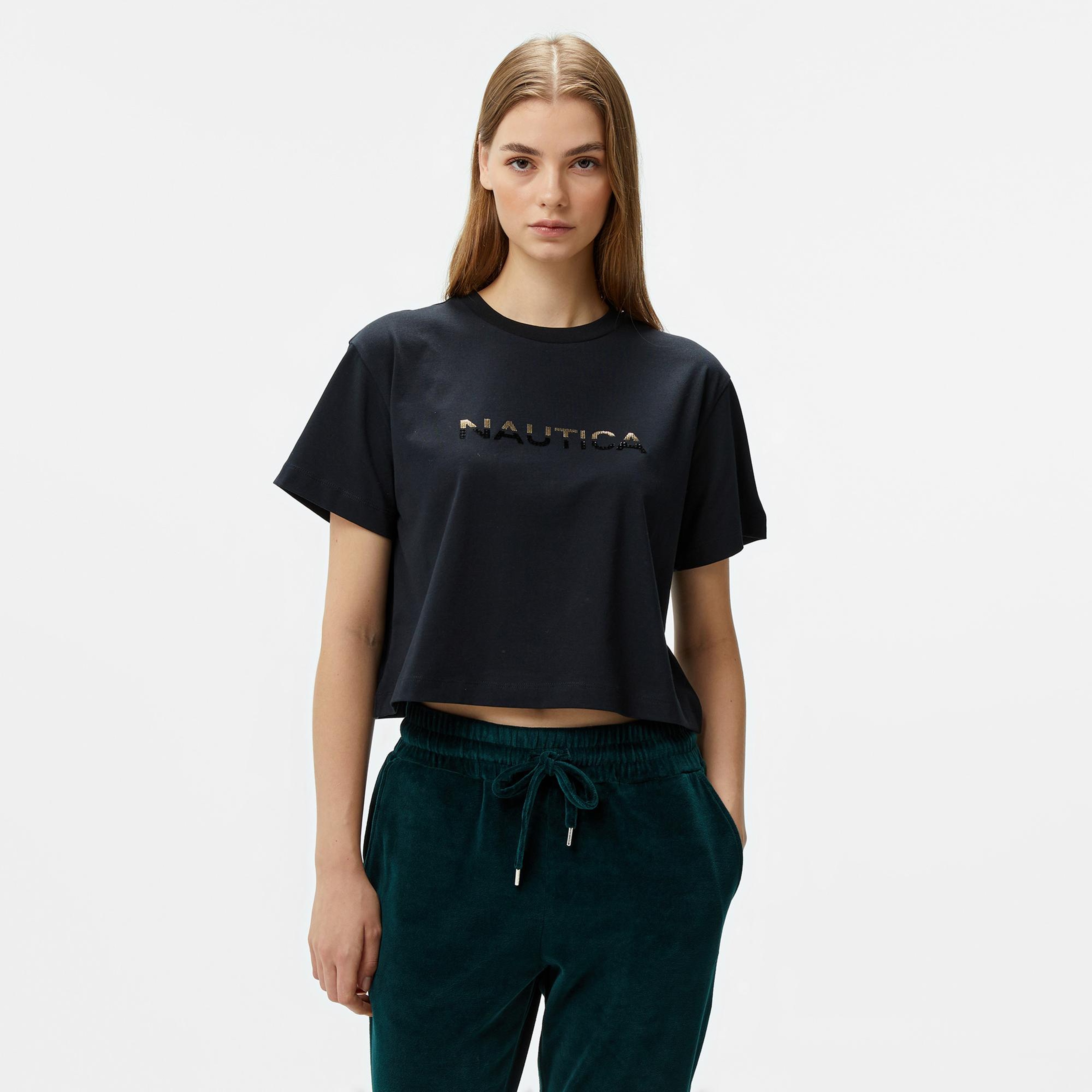 Nautica Kadın Siyah Kısa Kollu T-Shirt