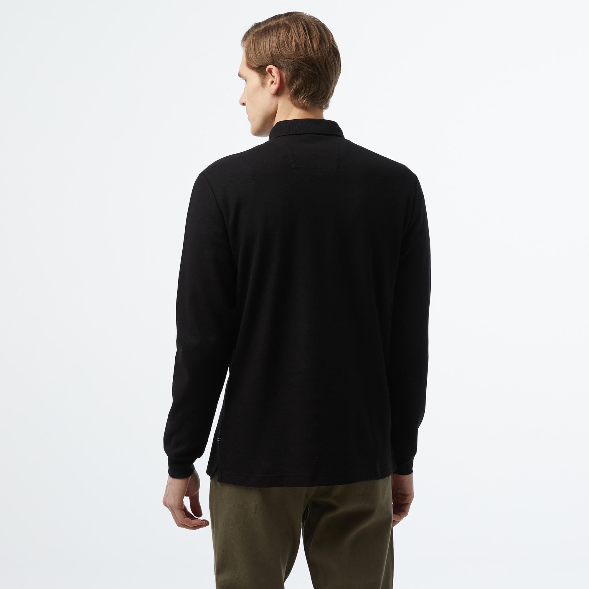 Nautica Erkek Siyah Slim Fit Uzun Kollu Polo Yaka T-Shirt