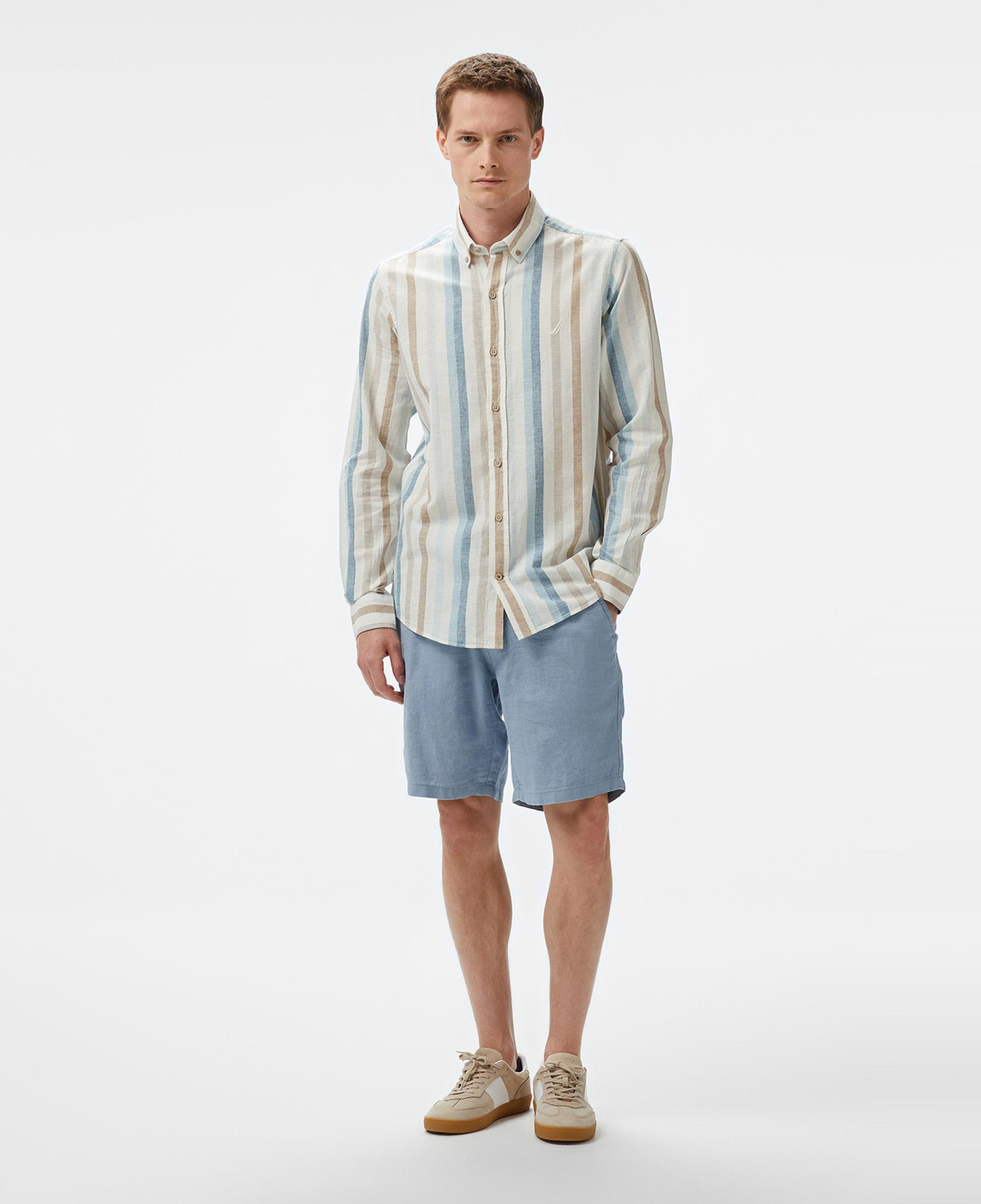 Nautica Erkek Mavi Classic Fit Çizgili Gömlek