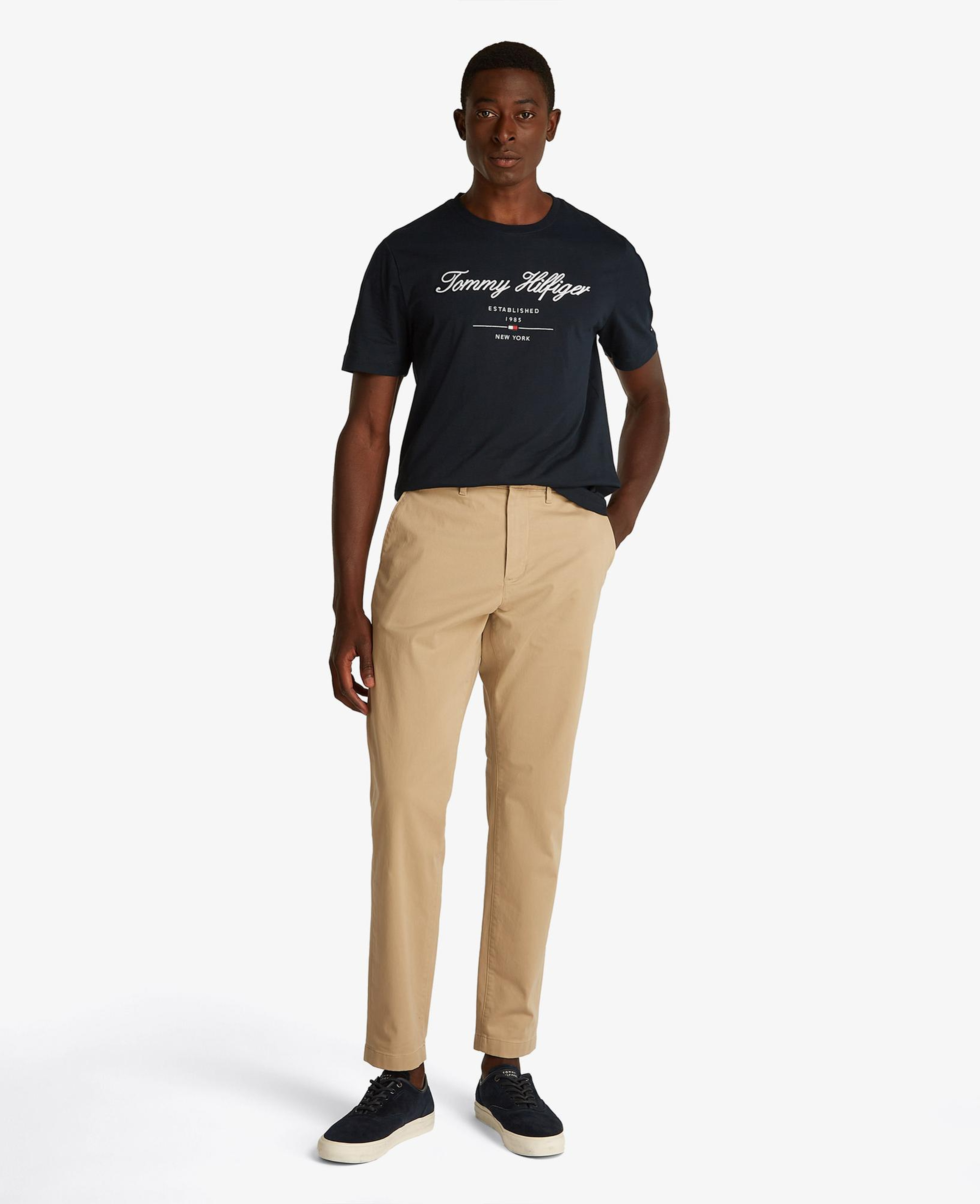 Tommy Hilfiger Script Logo Erkek Lacivert T-Shirt