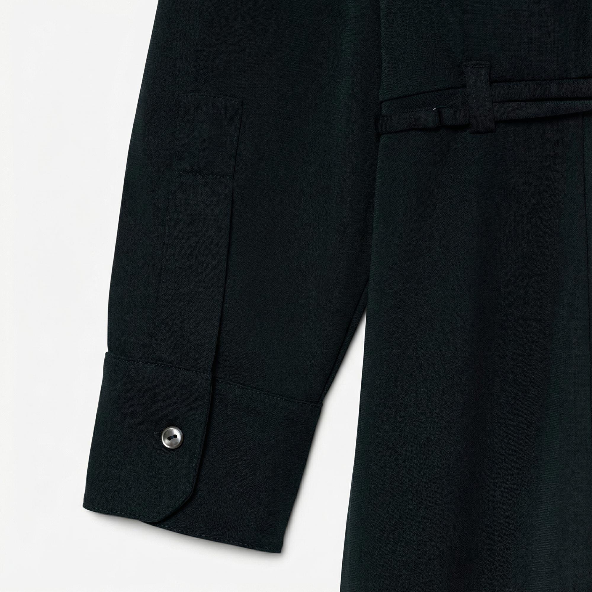 Lacoste Runway Kadın Polo Yaka Koyu Yeşil Elbise