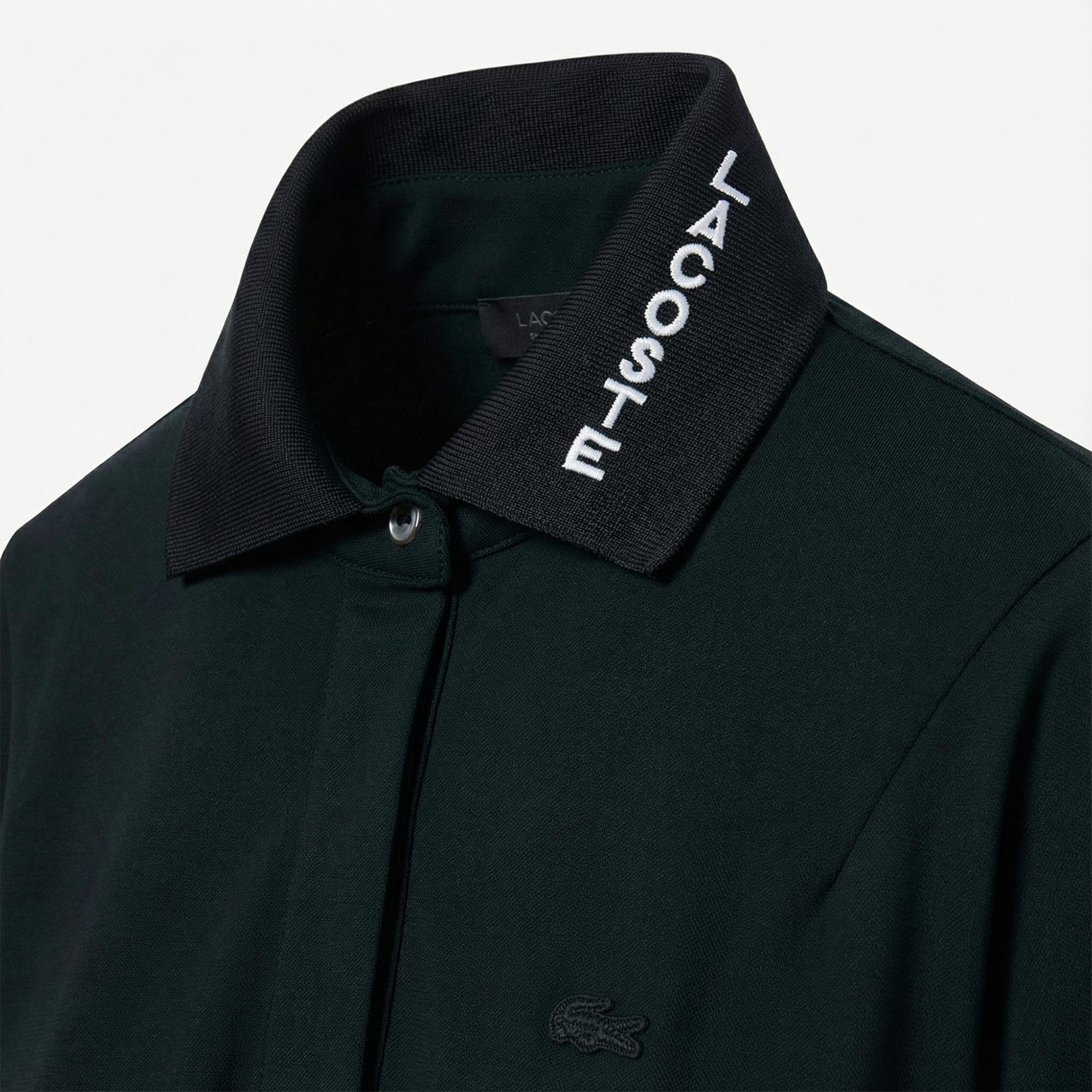 Lacoste Runway Kadın Polo Yaka Koyu Yeşil Elbise