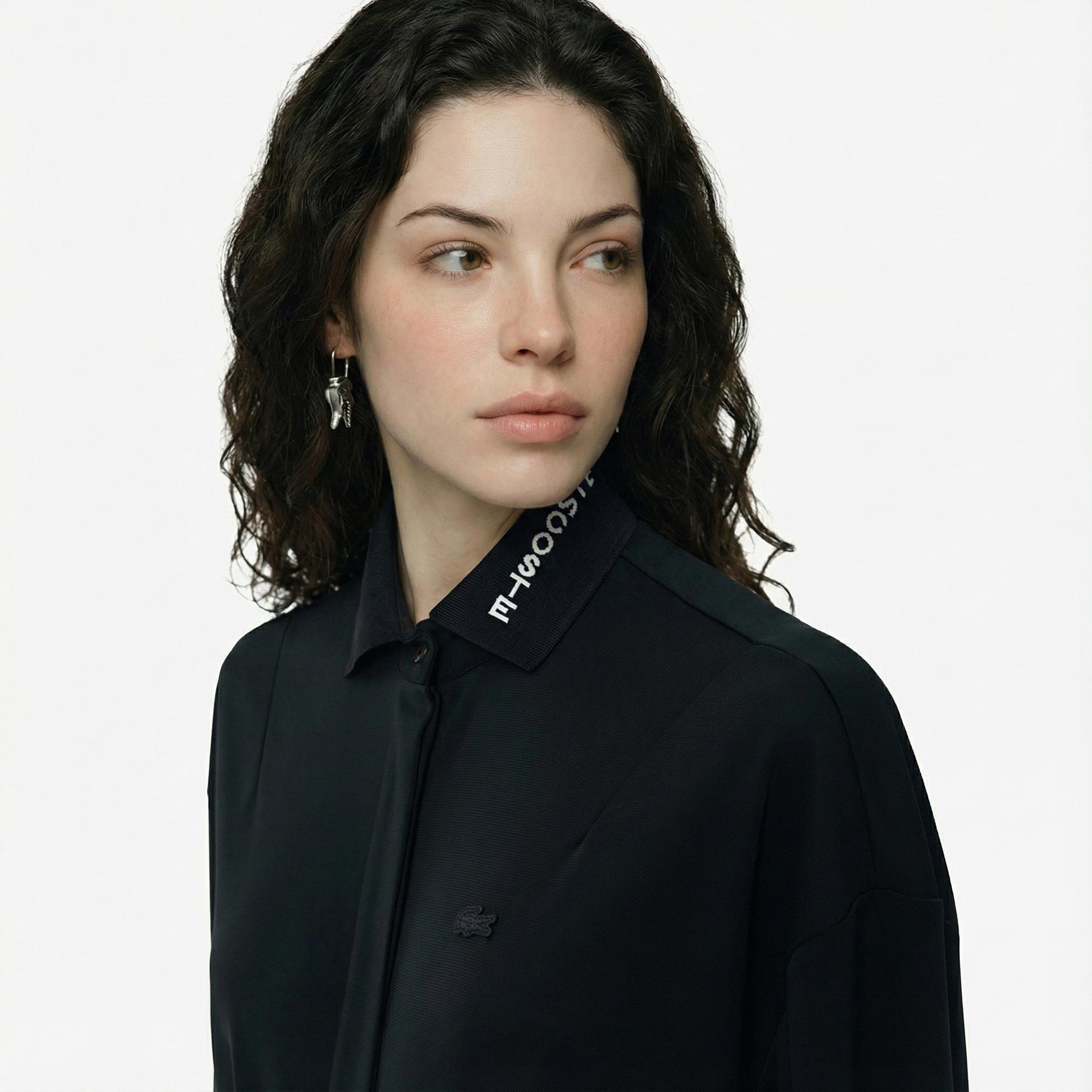 Lacoste Runway Kadın Polo Yaka Koyu Yeşil Elbise