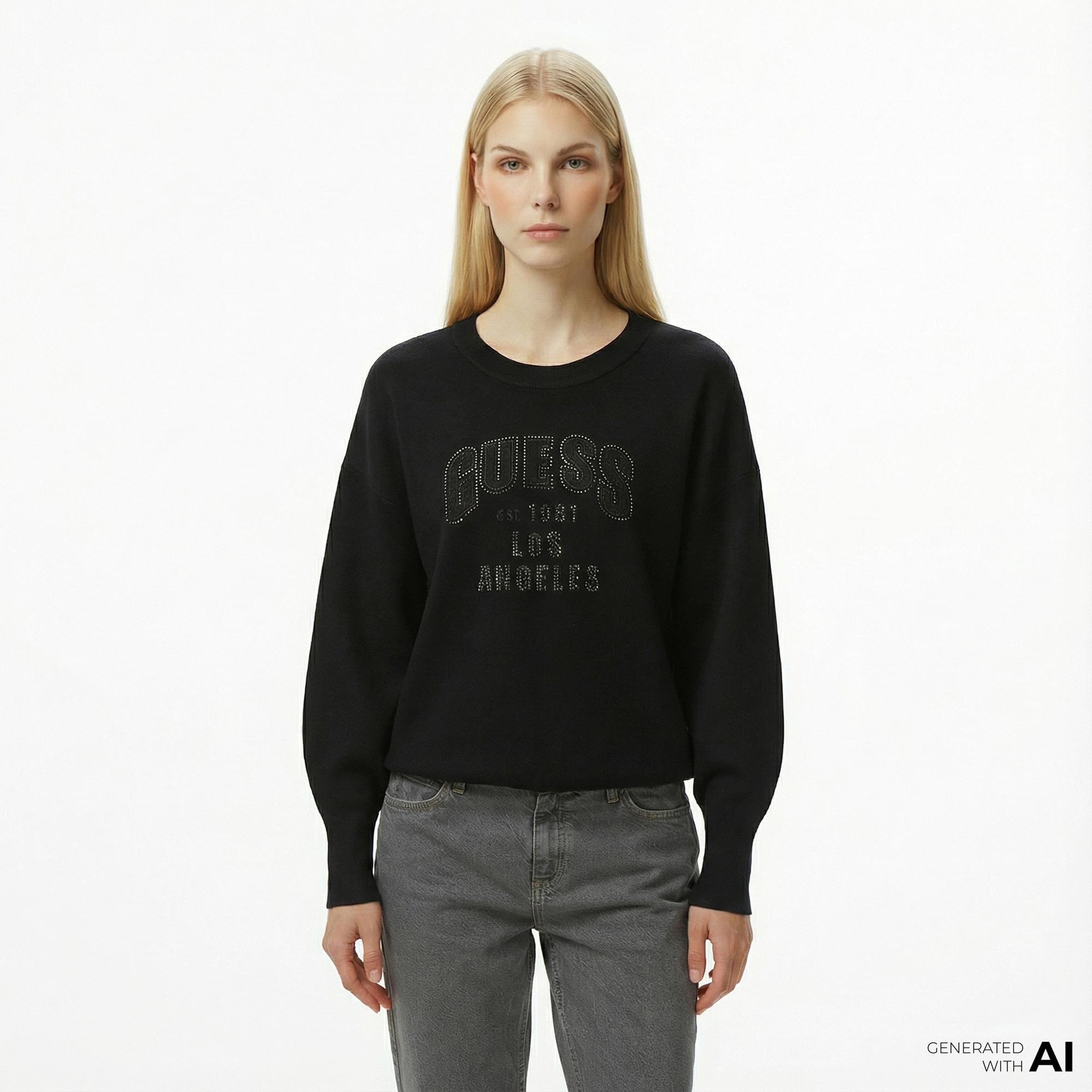 Guess Leighton Kadın Siyah Sweatshirt