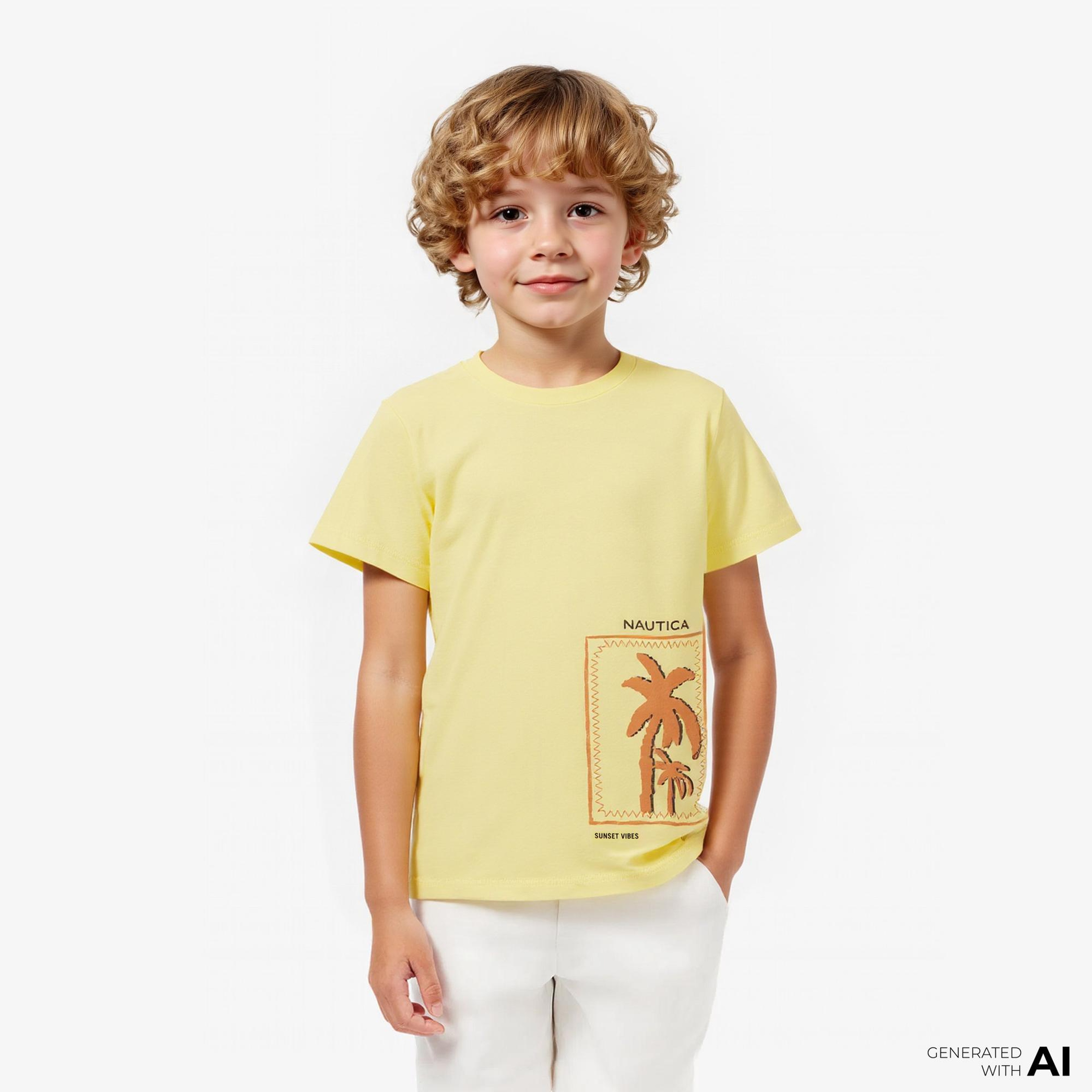 Nautica Erkek Çocuk Sarı Regular Fit Baskılı T-Shirt