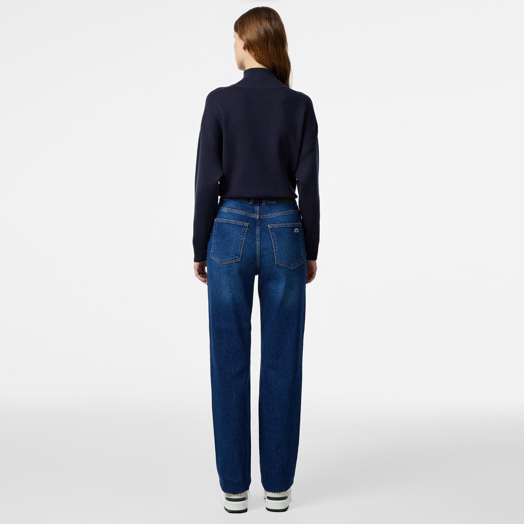 Lacoste Kadın Regular Fit Mavi Jean Pantolon