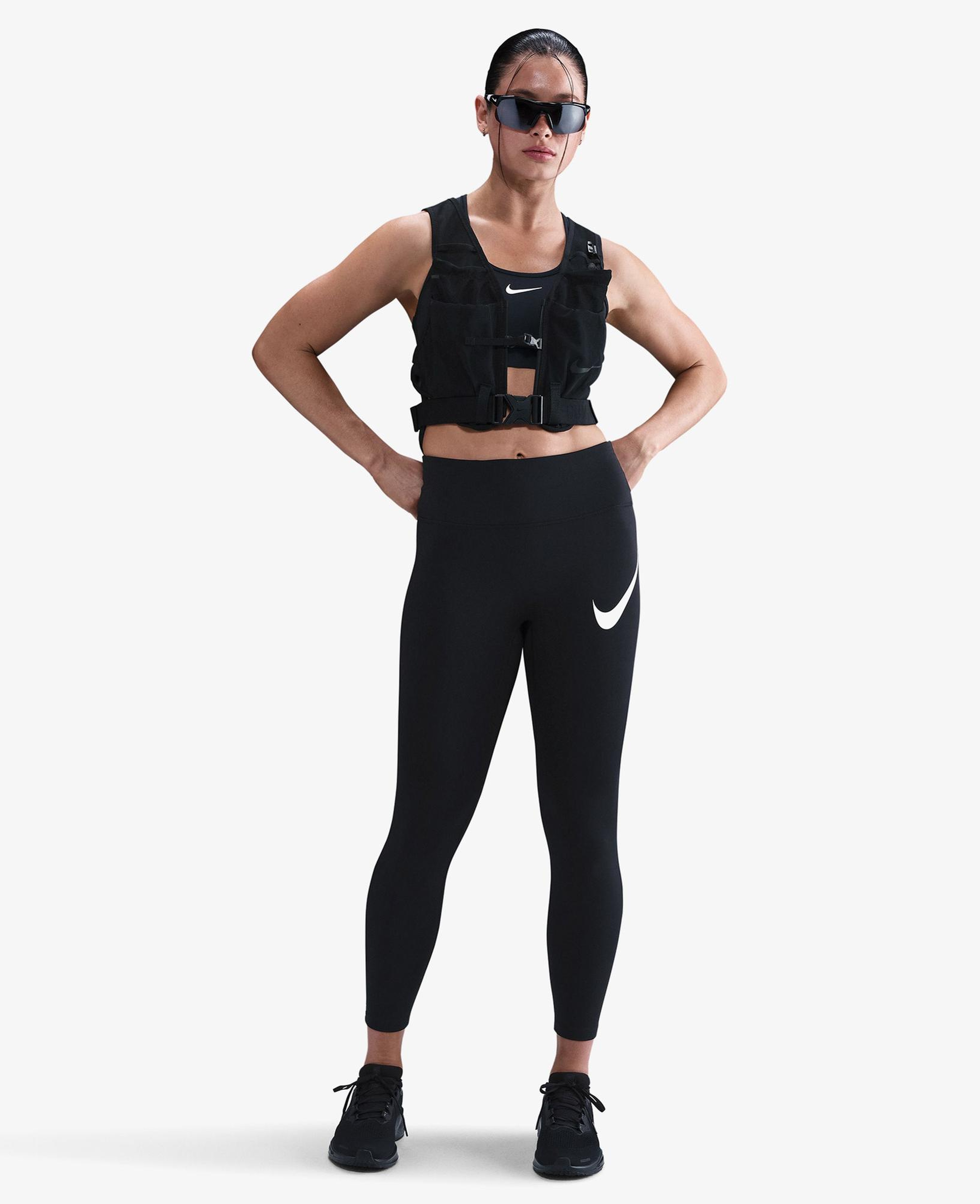 Nike Dri-Fit Tempo Swoosh Run Kadın Siyah Tayt