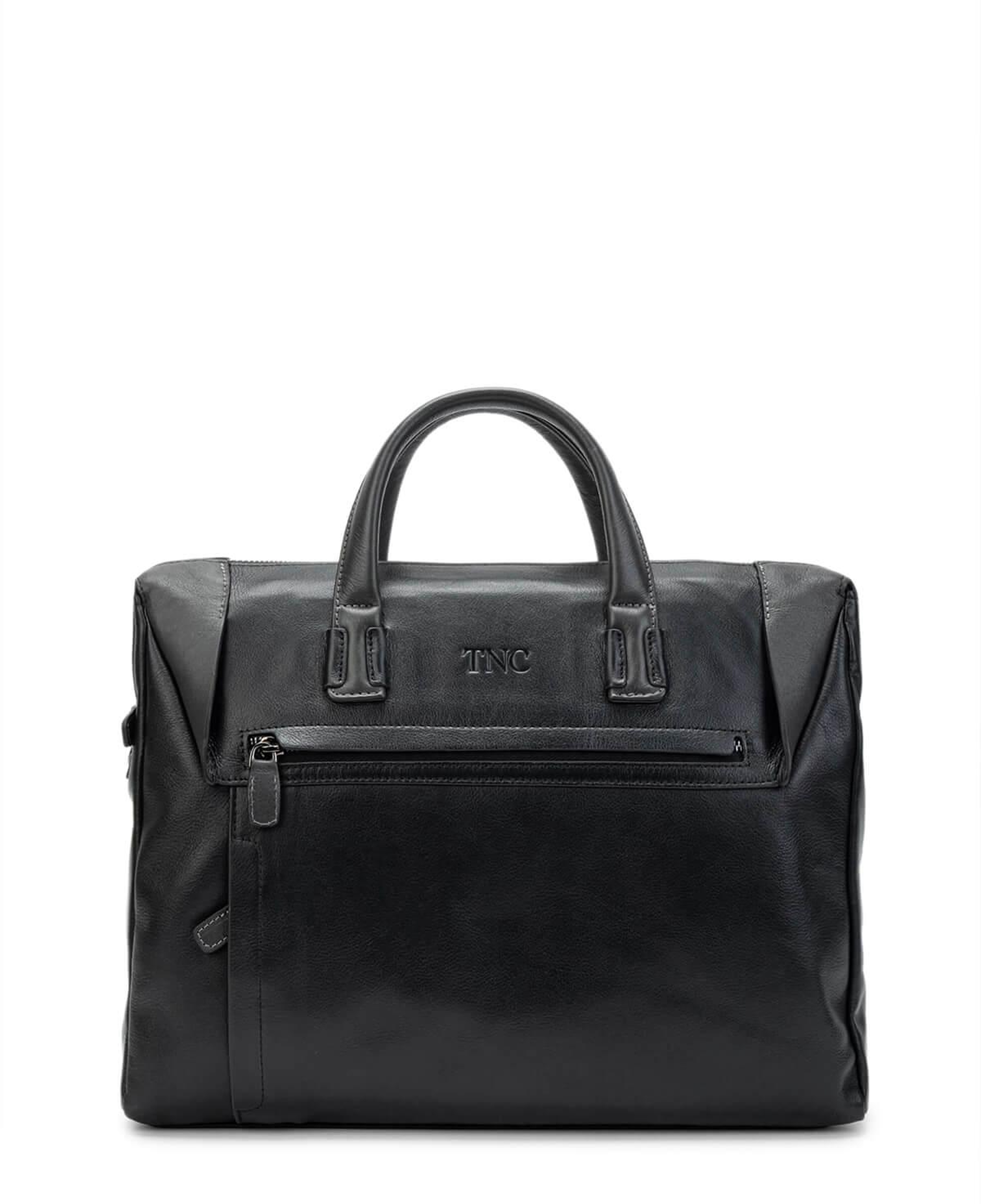 Tamer Tanca Erkek Hakiki Deri Siyah/Gri Evrak Çantası