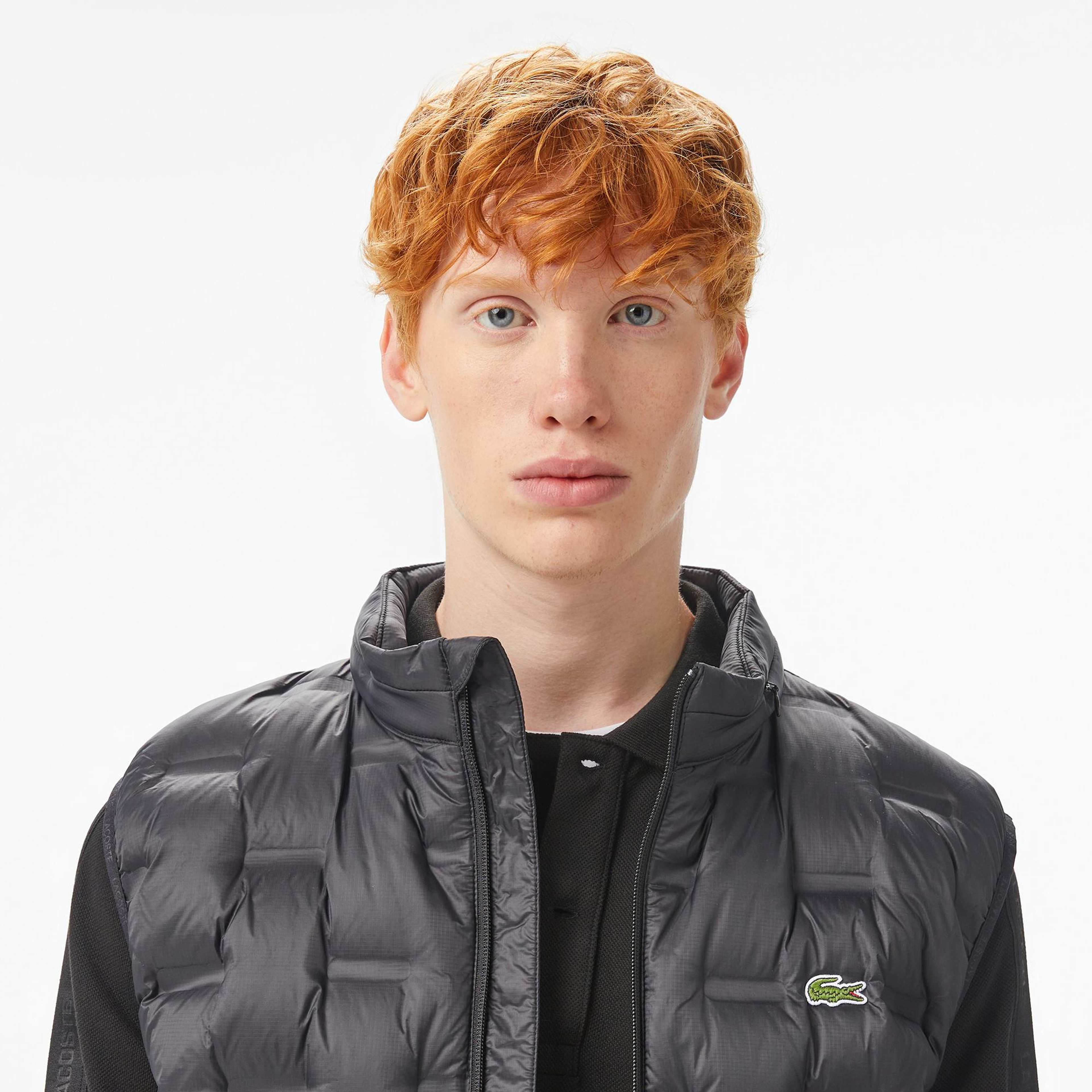 Lacoste Erkek Dik Yaka Kapitone Siyah Yelek