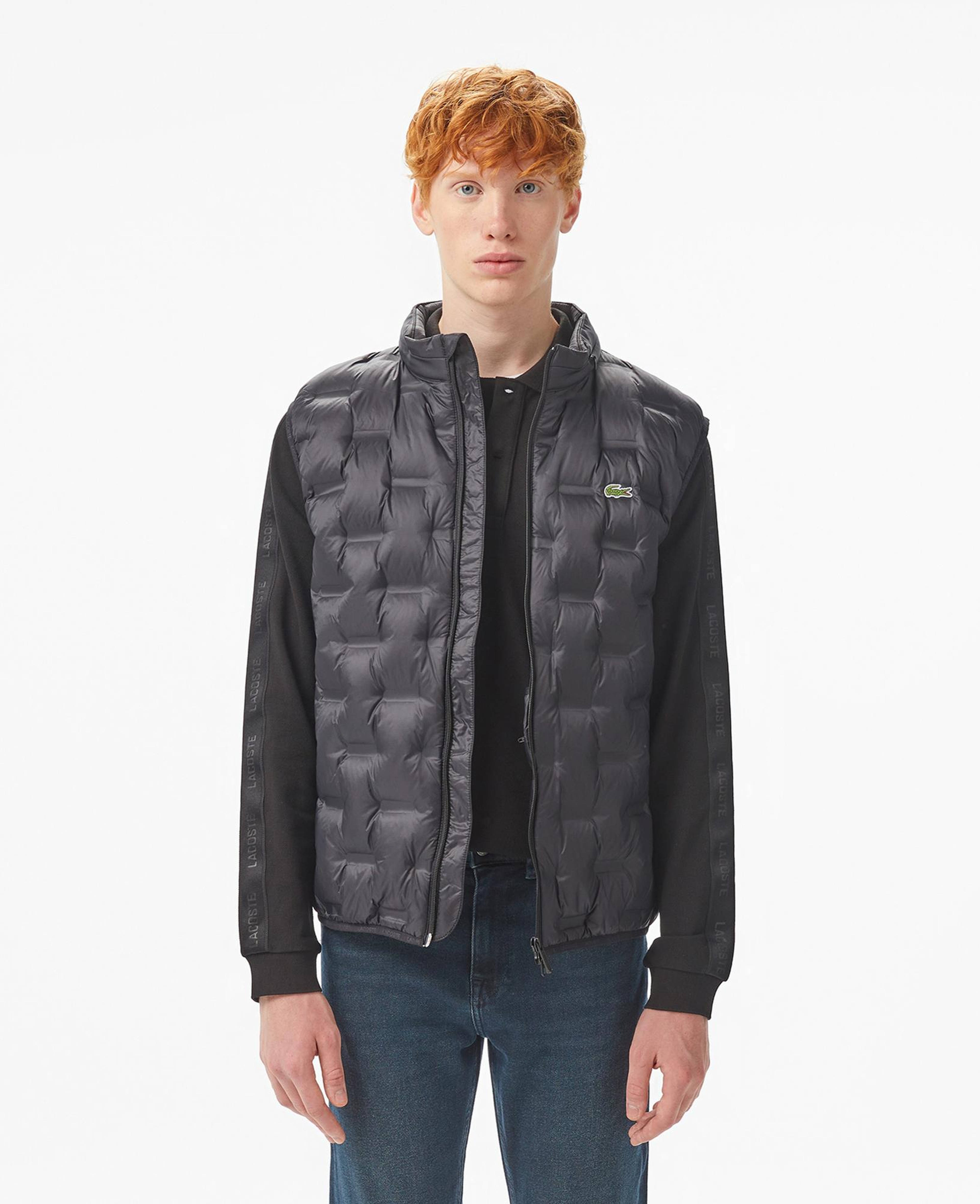 Lacoste Erkek Dik Yaka Kapitone Siyah Yelek