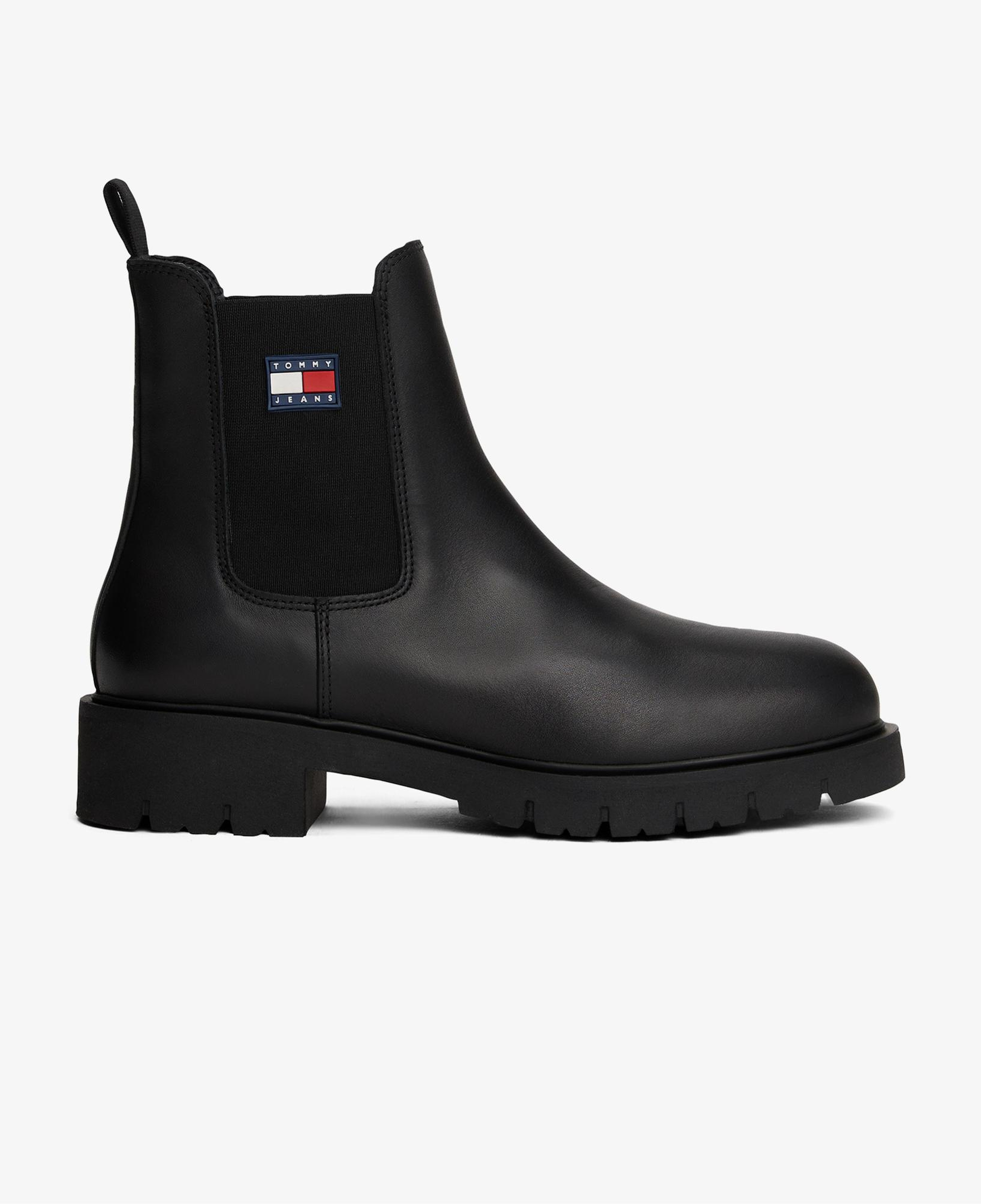 Tommy Jeans Chelsea Leather Kadın Kısa Siyah Bot