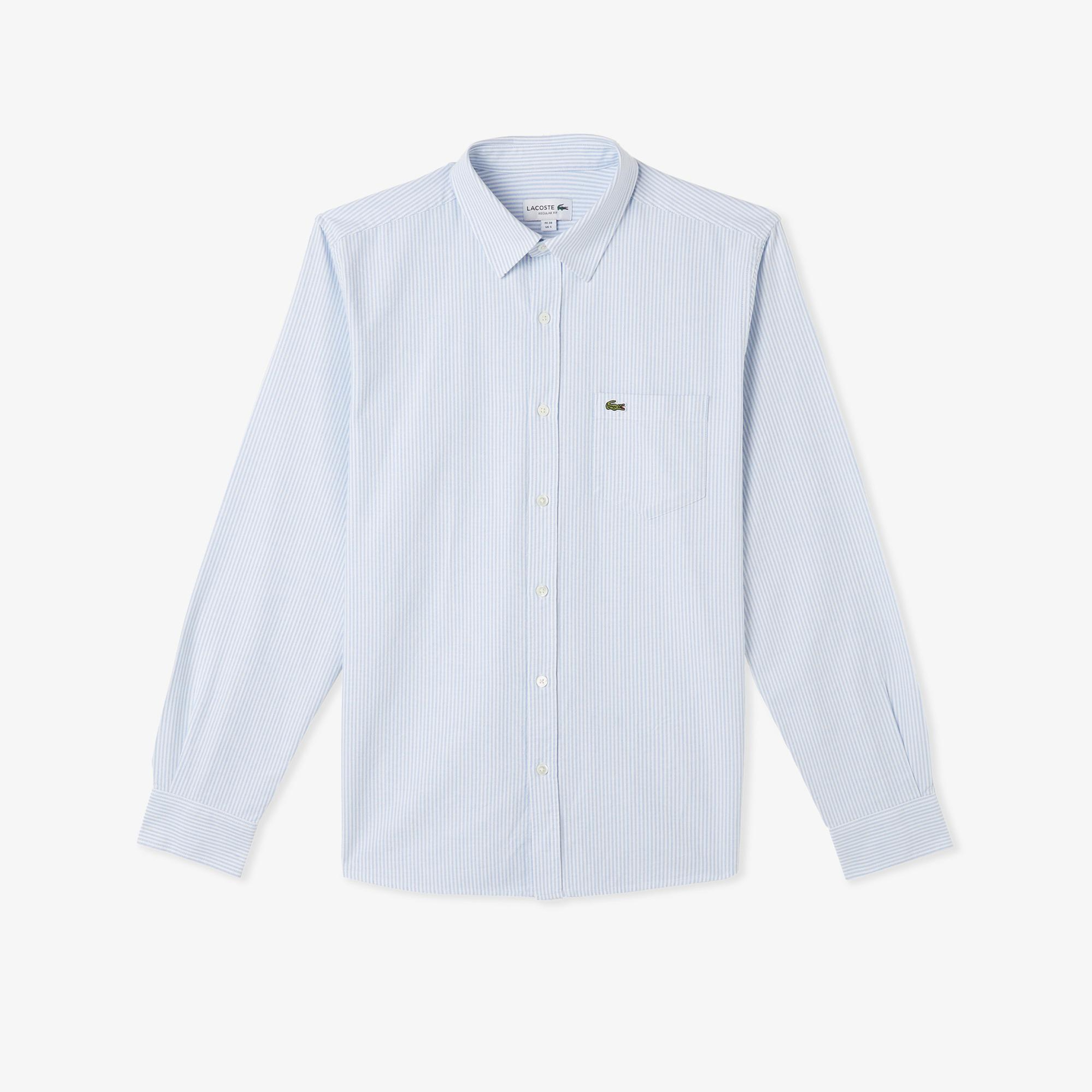 Lacoste Erkek Regular Fit Çizgili Açık Mavi Gömlek