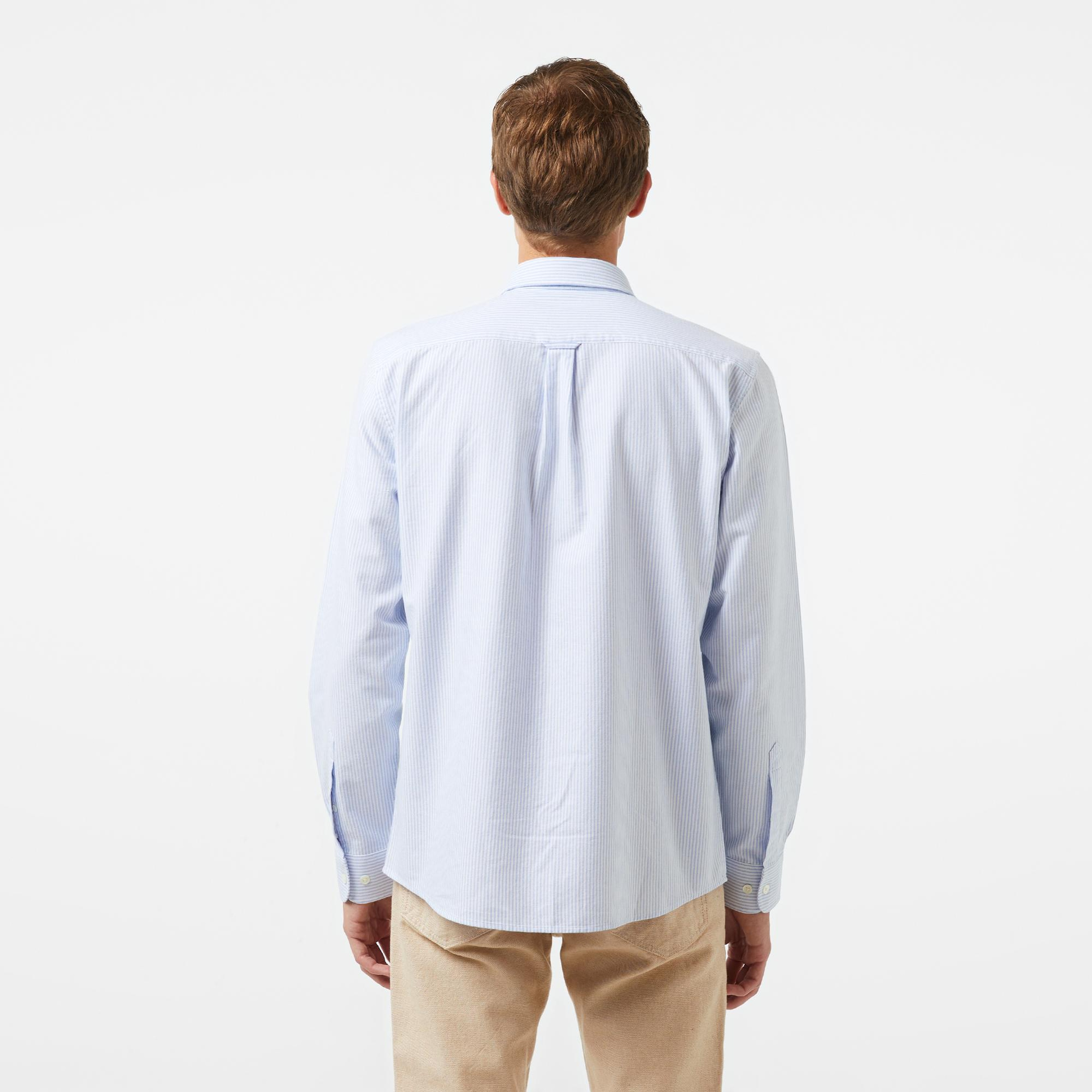 Lacoste Erkek Regular Fit Çizgili Açık Mavi Gömlek