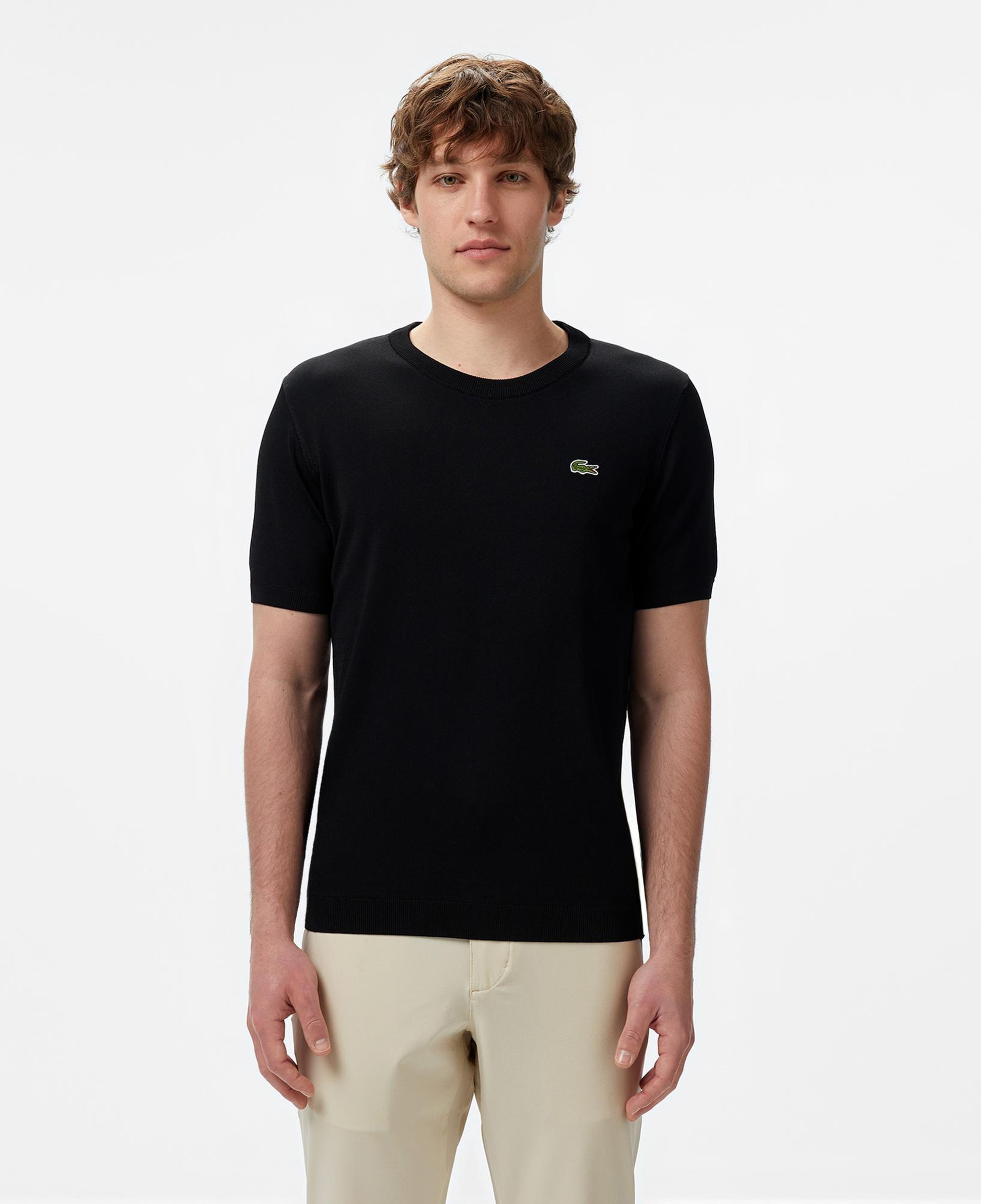 Lacoste Erkek Regular Fit Kısa Kollu Bisiklet Yaka Siyah Triko