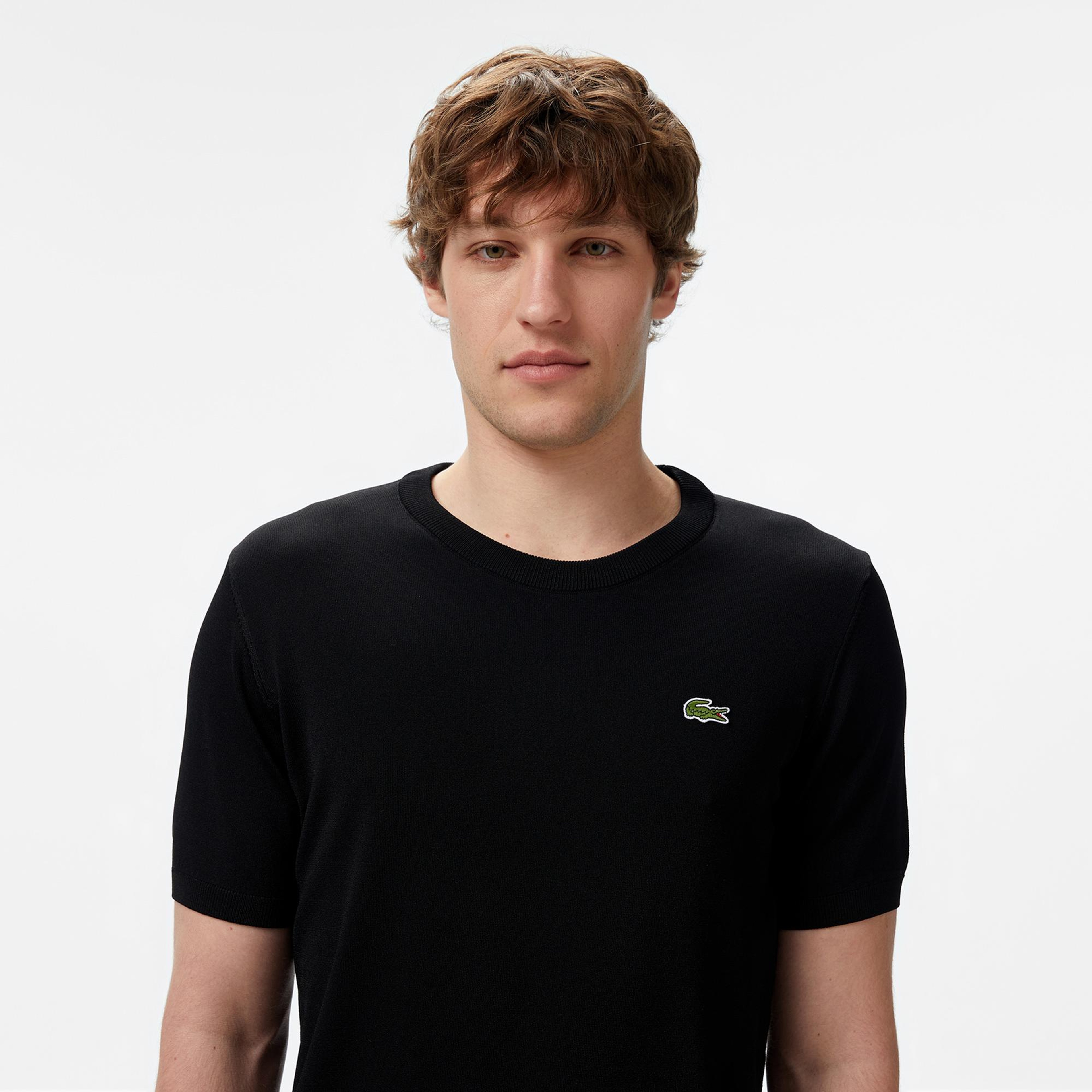 Lacoste Erkek Regular Fit Kısa Kollu Bisiklet Yaka Siyah Triko