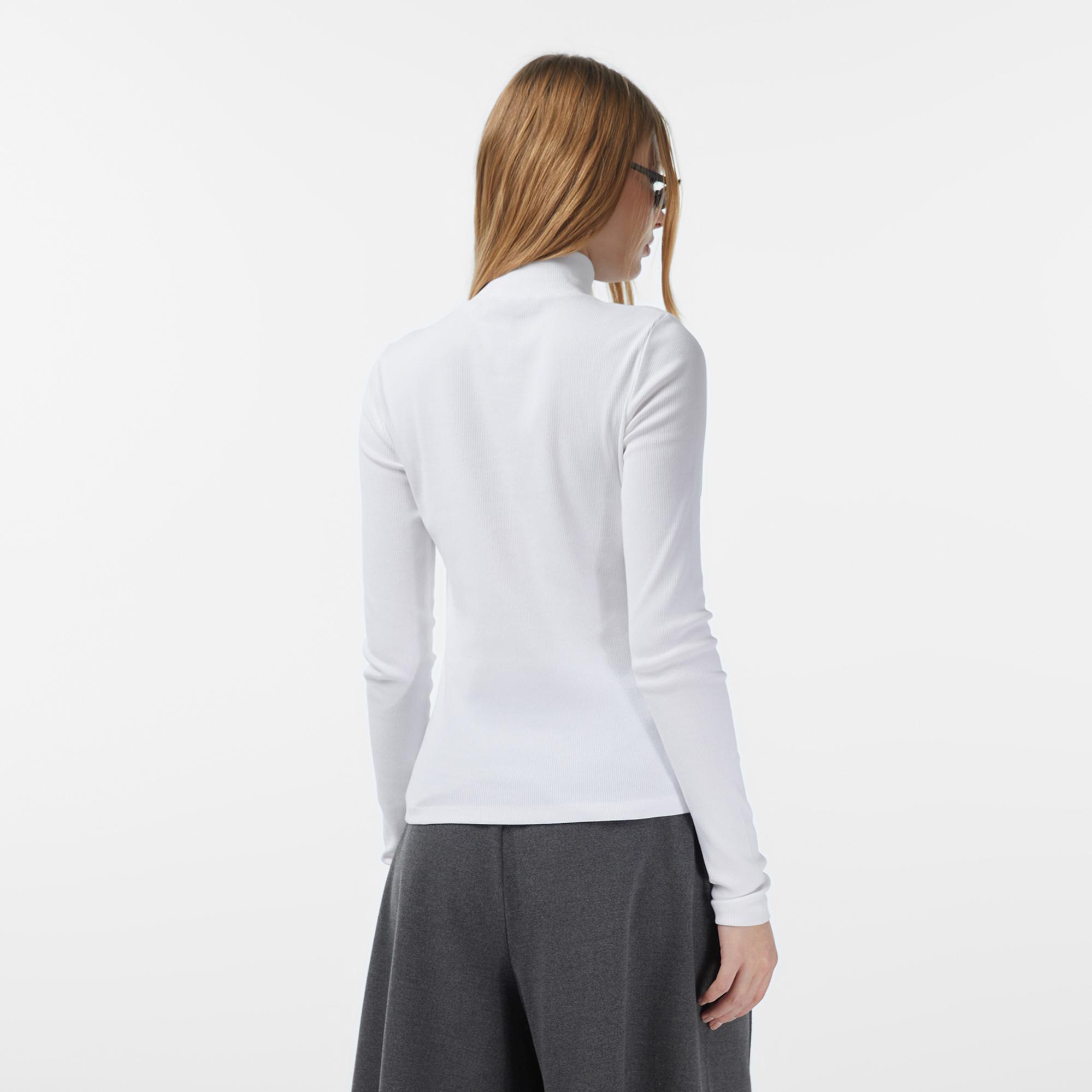 Calvin Klein Woven Label Turtleneck Kadın Beyaz Kazak