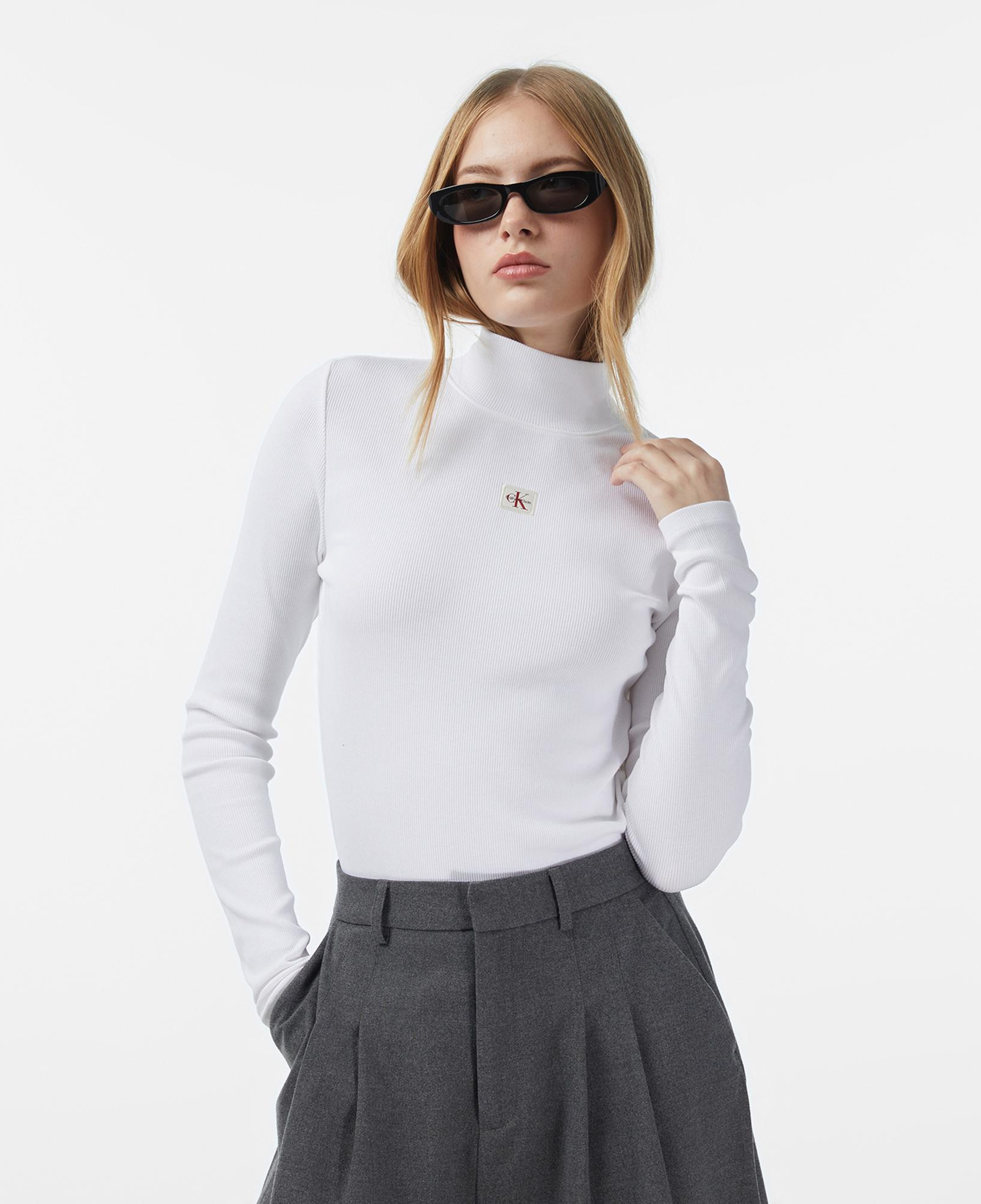 Calvin Klein Woven Label Turtleneck Kadın Beyaz Kazak
