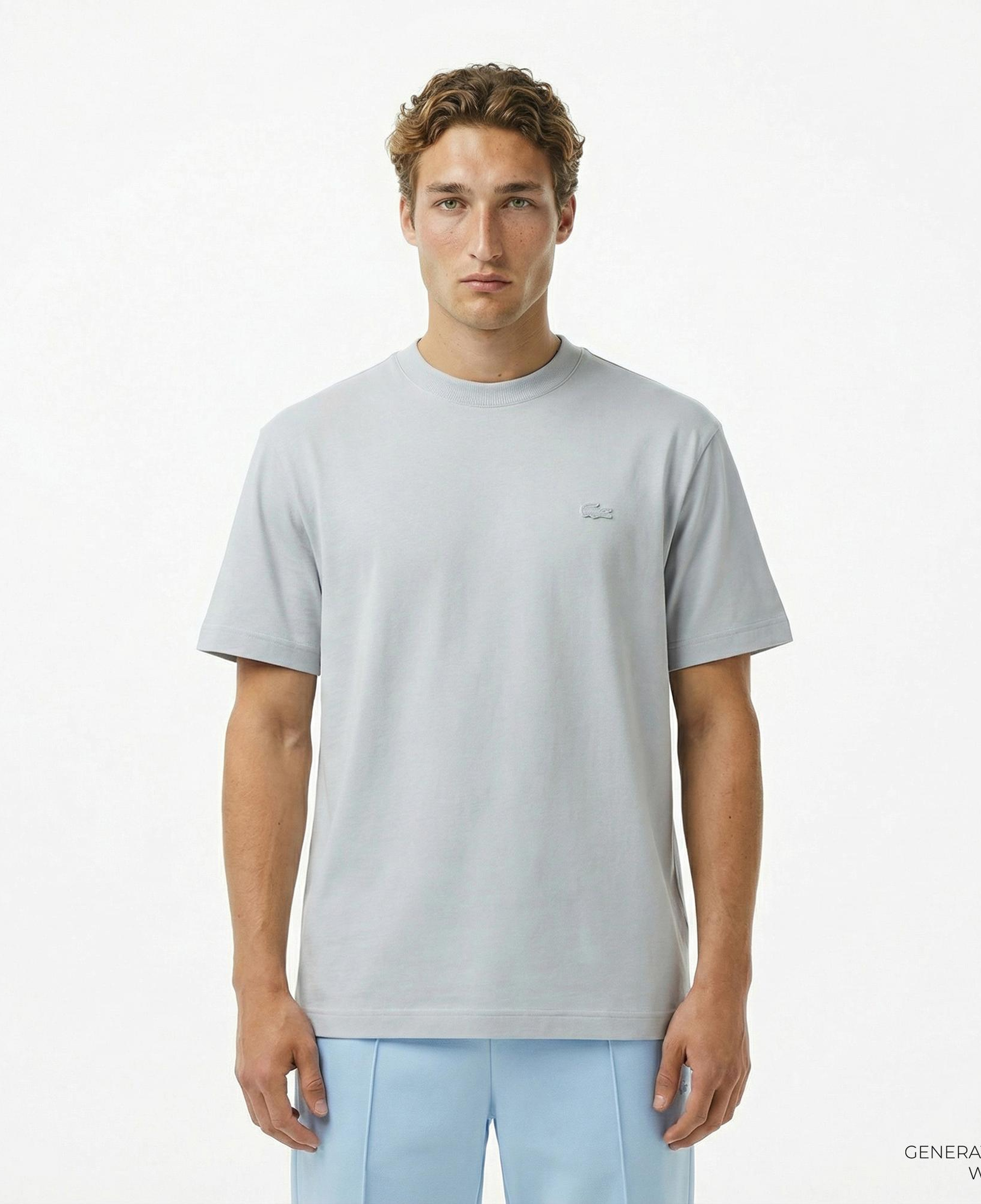 Lacoste Erkek Relaxed Fit Bisiklet Yaka Gri T-Shirt