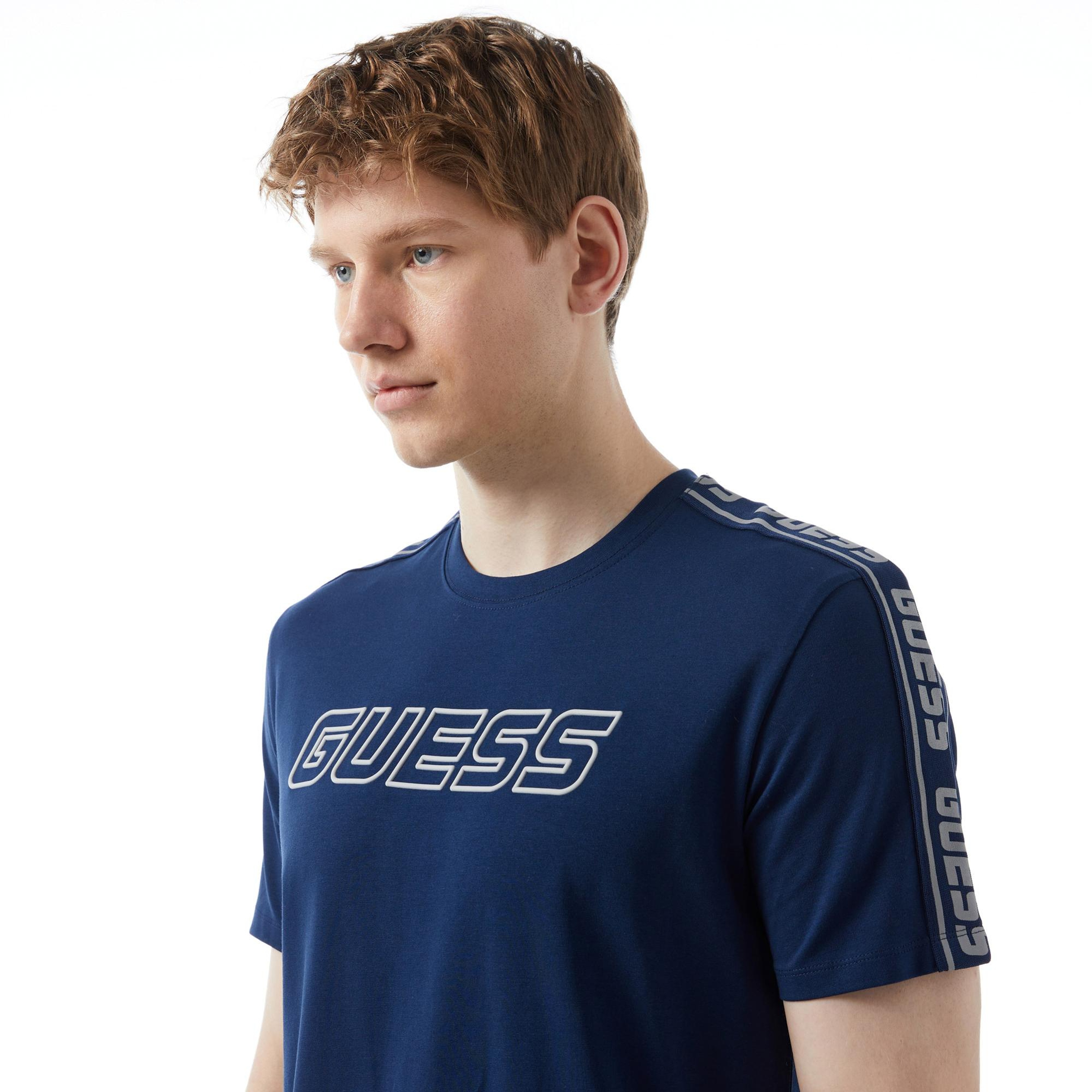 Guess Arlo Erkek Mavi T-Shirt