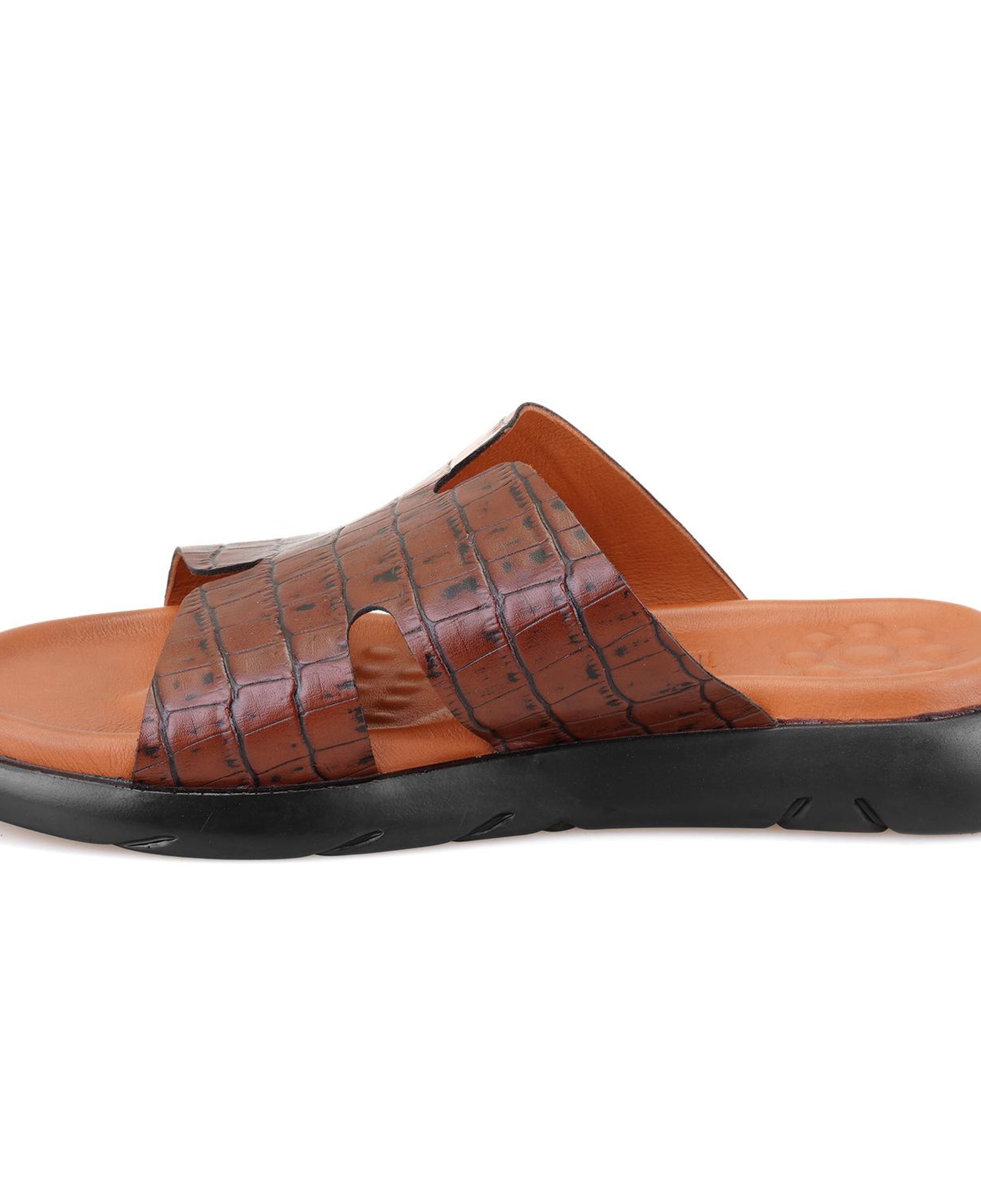 Fabiola Taba Erkek Kroko Baskılı Deri Terlik