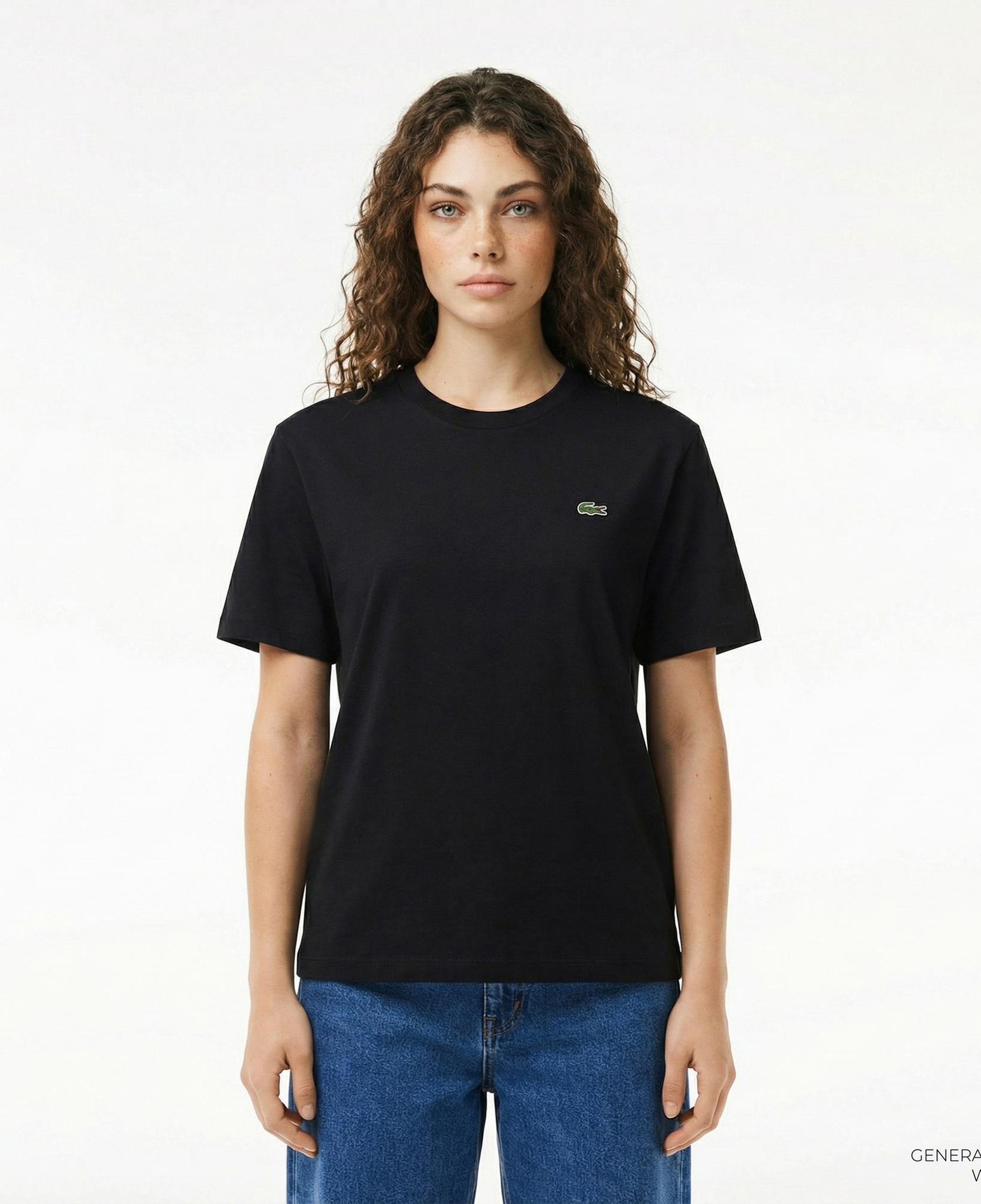 Lacoste Kadın Relaxed Fit Bisiklet Yaka Siyah T-Shirt