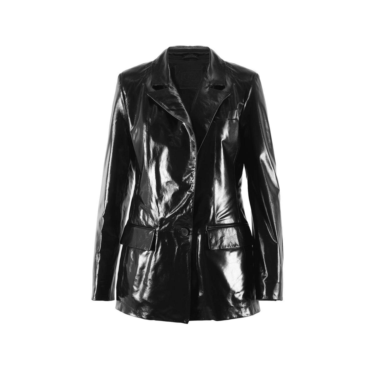 Siyah Kadın Blazer Deri Ceket