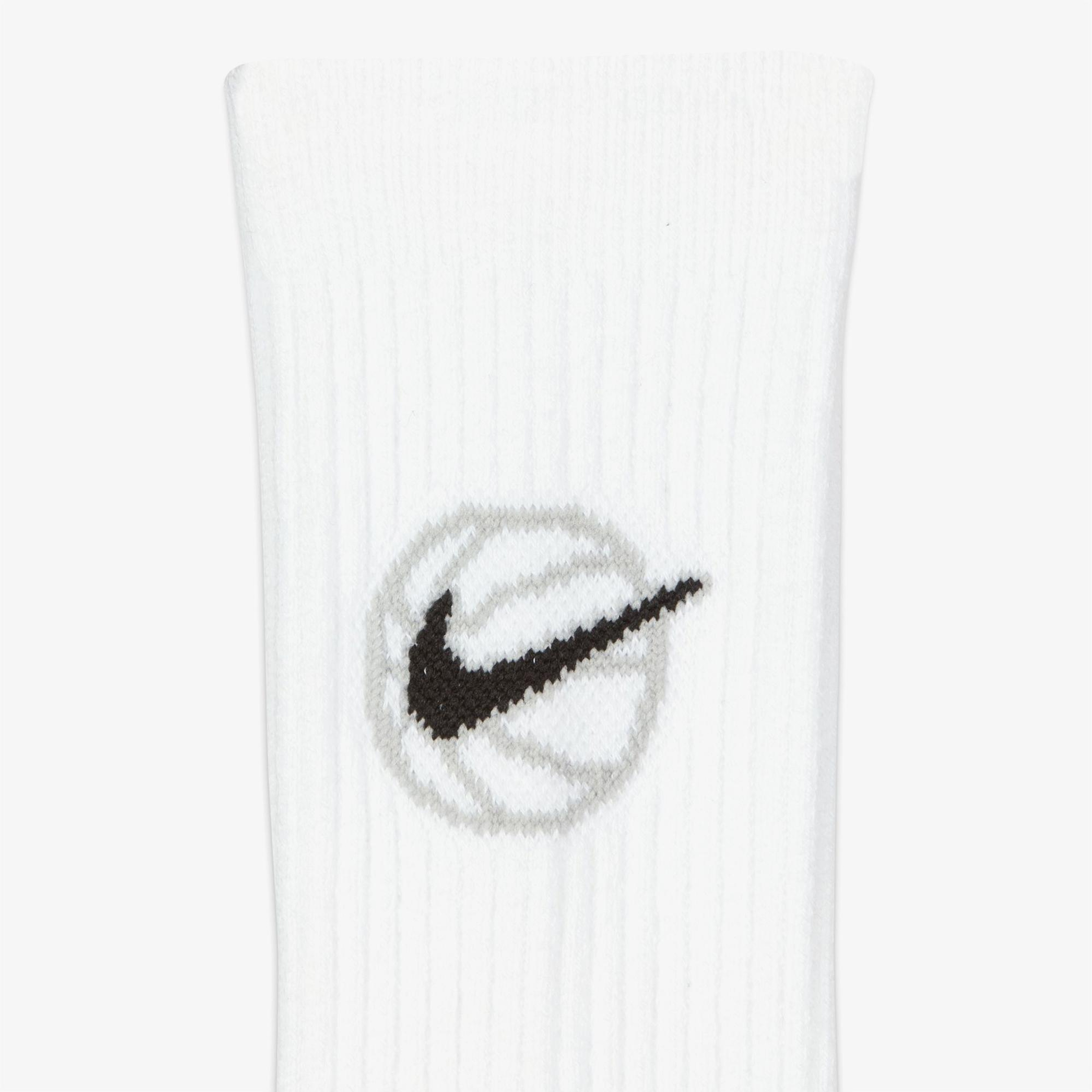Nike Crew Everyday Baseball 3'lü Unisex Beyaz Çorap