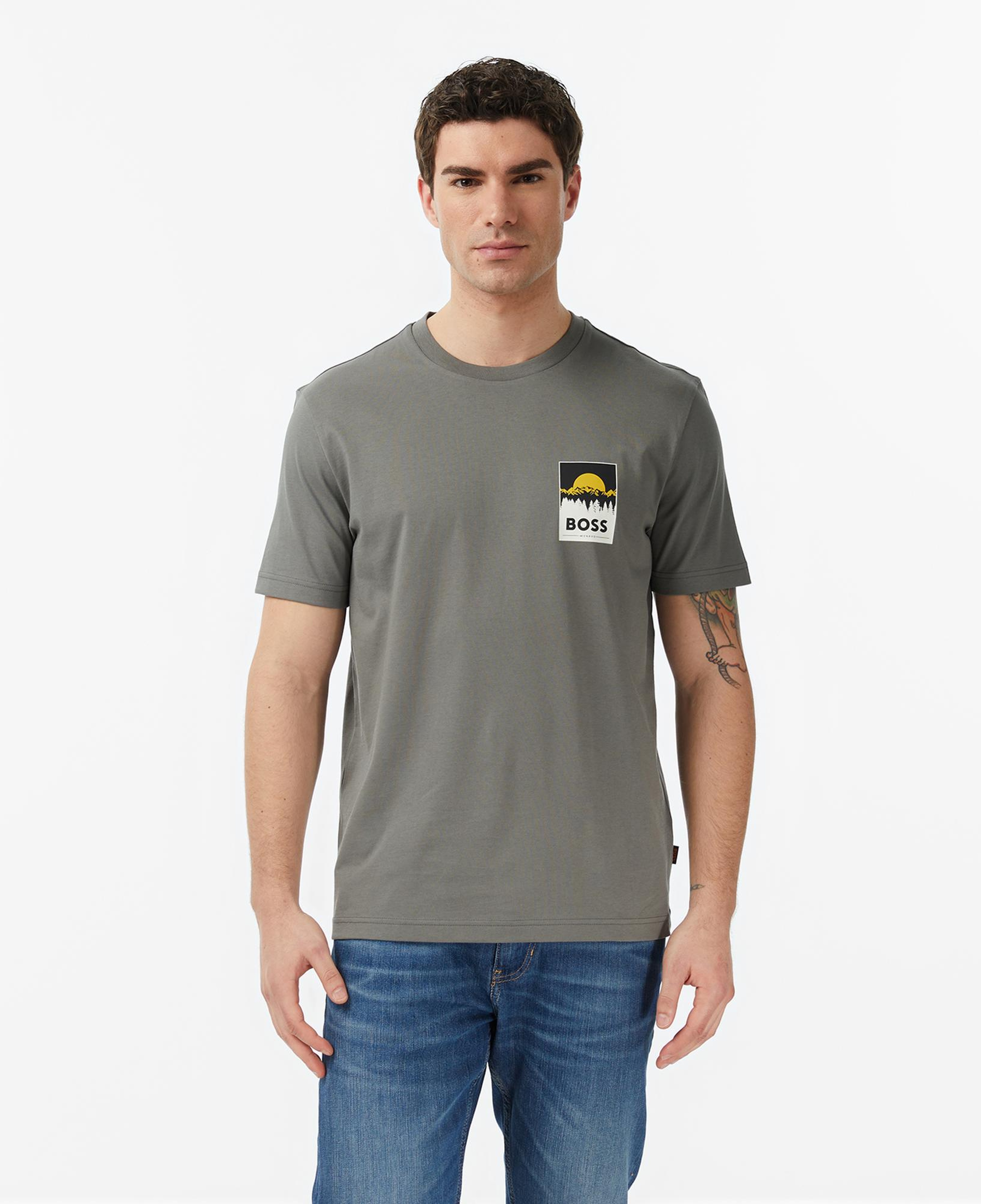 Boss Plain Erkek Gri T-Shirt