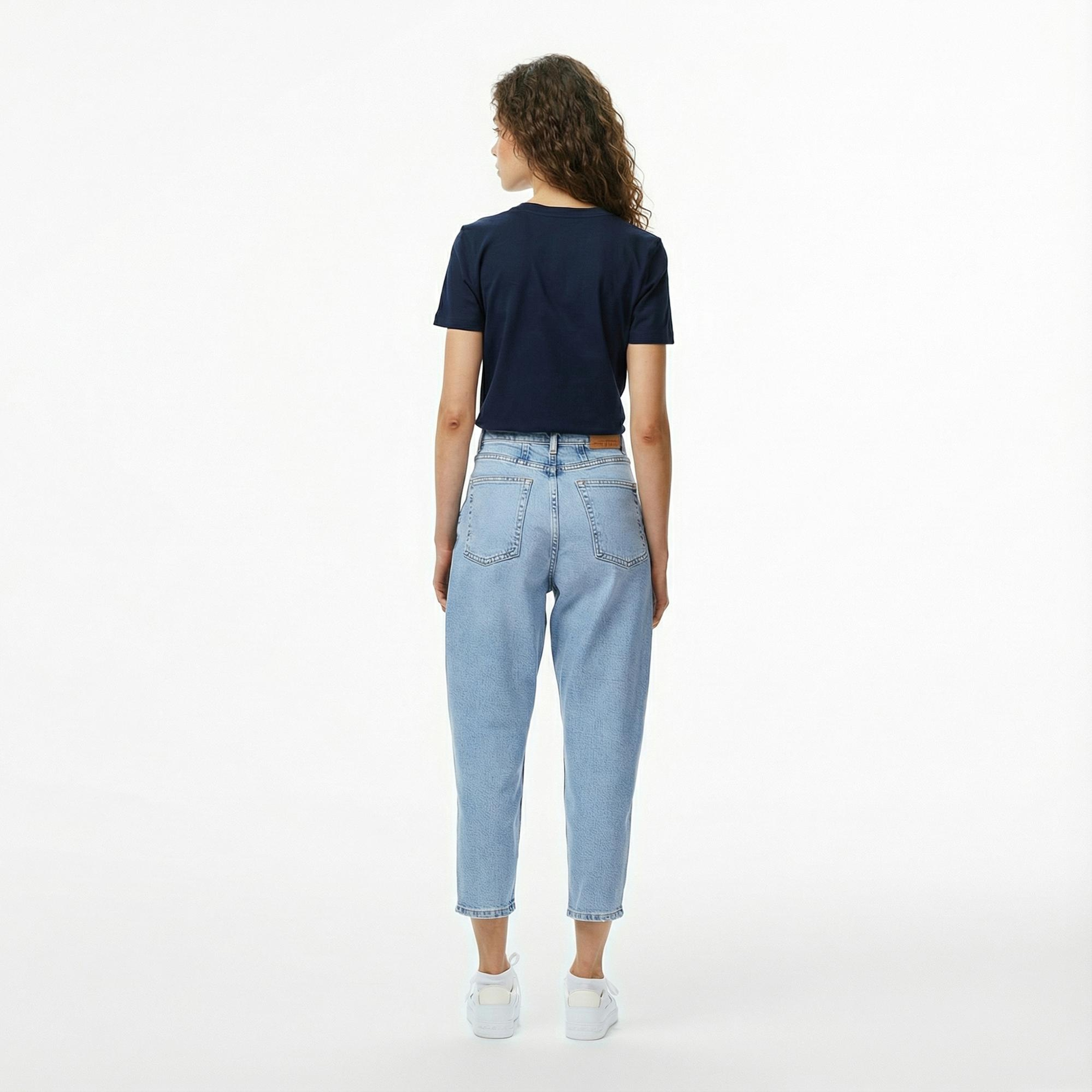 Tommy Hilfiger Mom Kadın Tapered Mavi Jean Pantolon