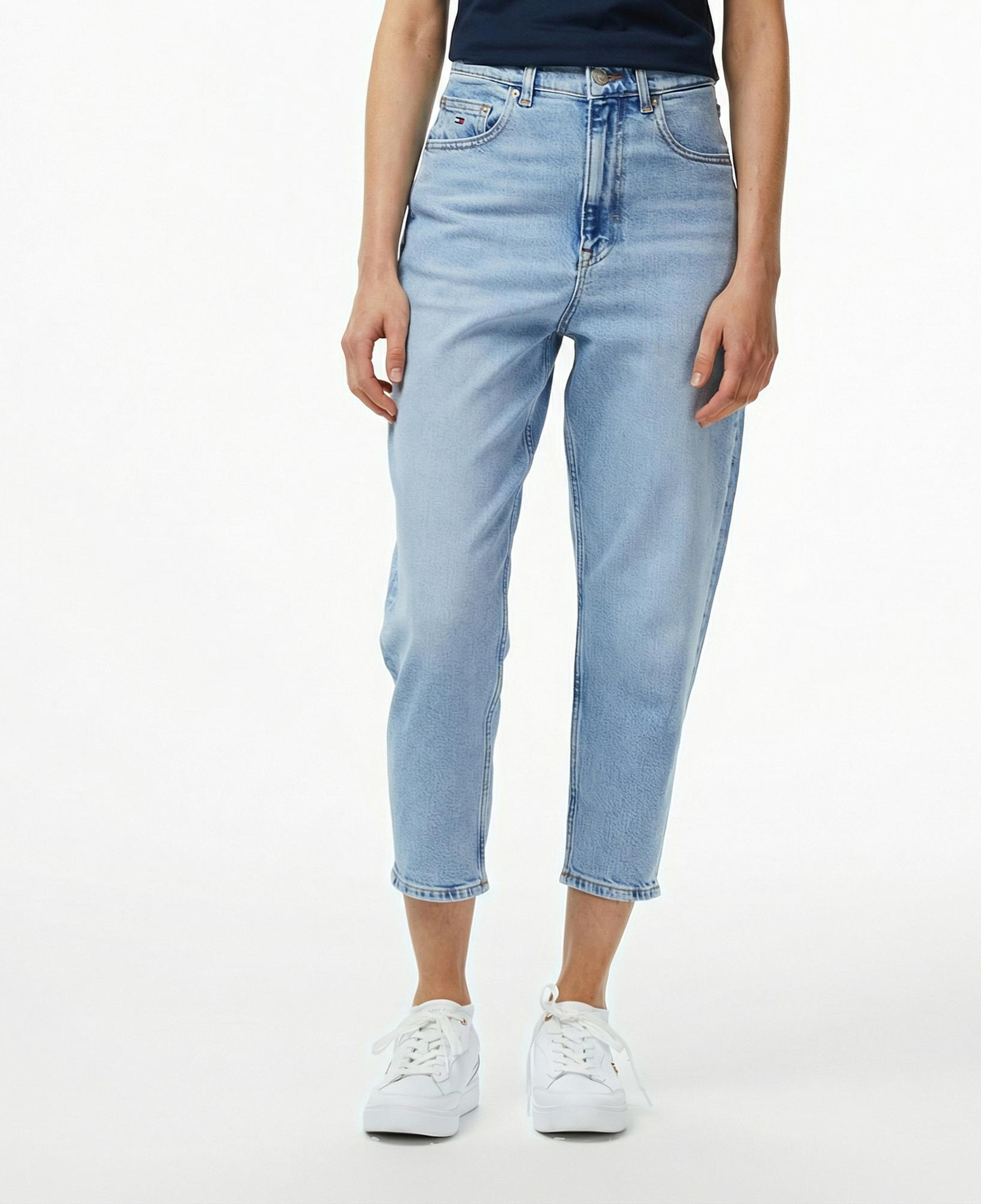 Tommy Hilfiger Mom Kadın Tapered Mavi Jean Pantolon