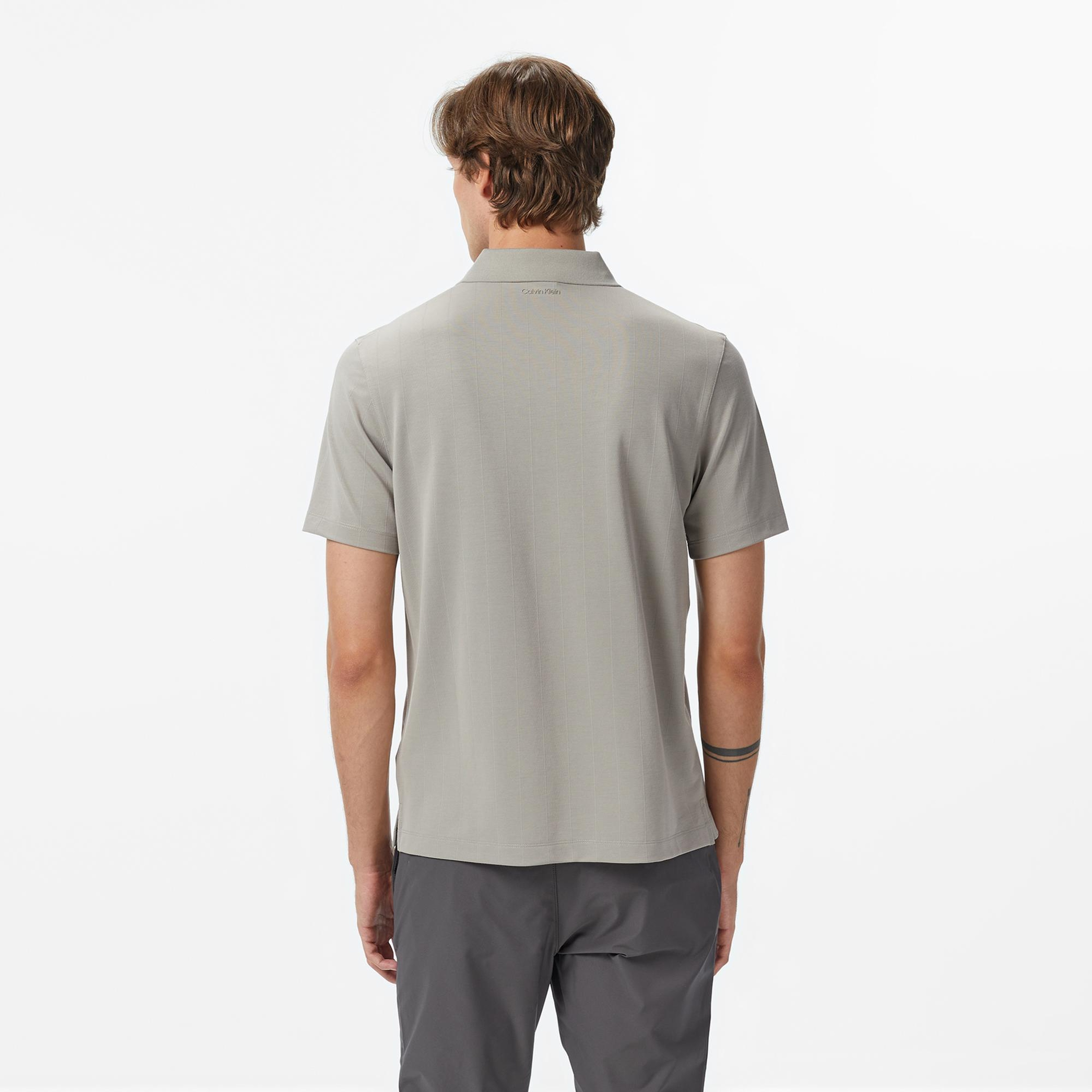 Calvin Klein Stripe Jacquard Erkek Gri Polo