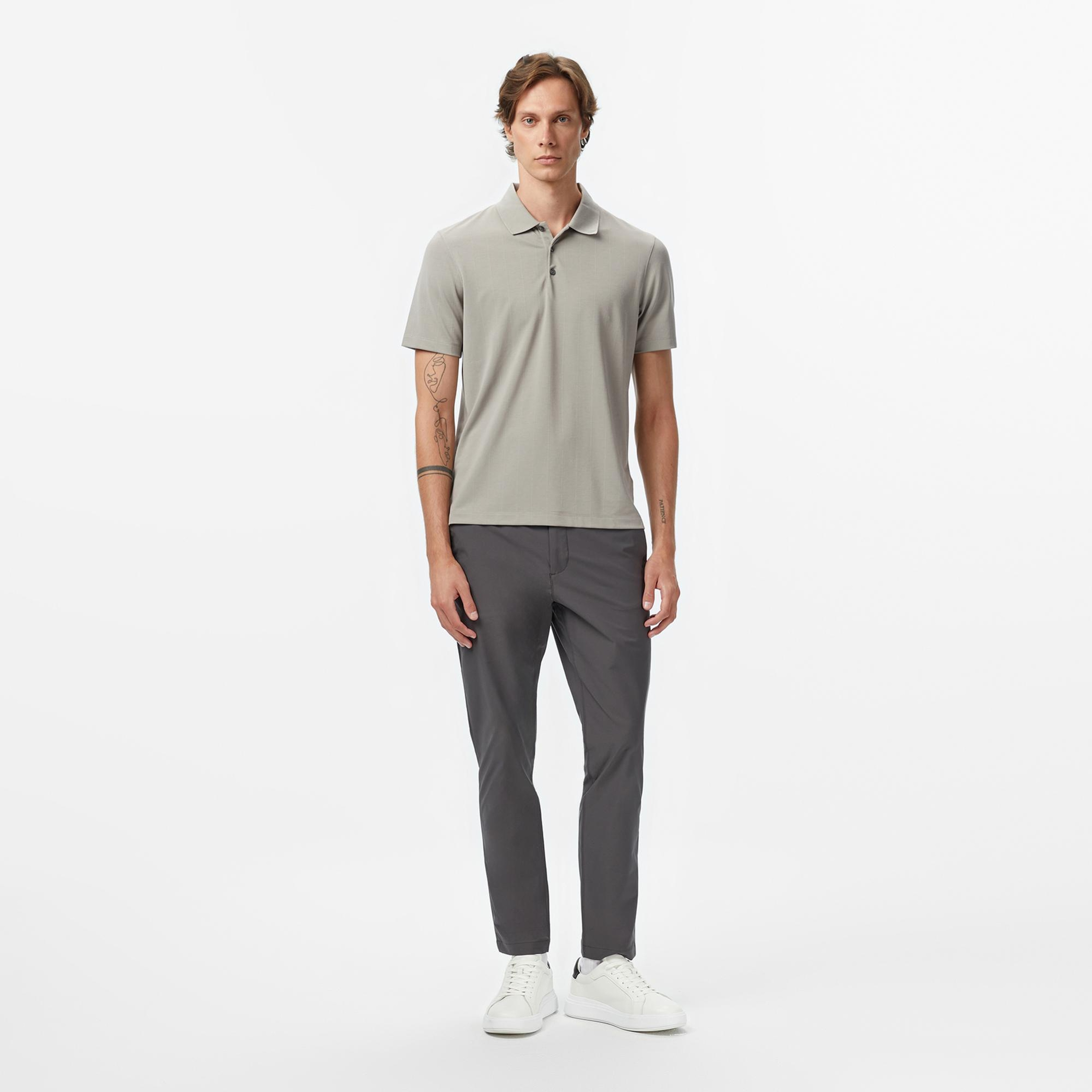 Calvin Klein Stripe Jacquard Erkek Gri Polo