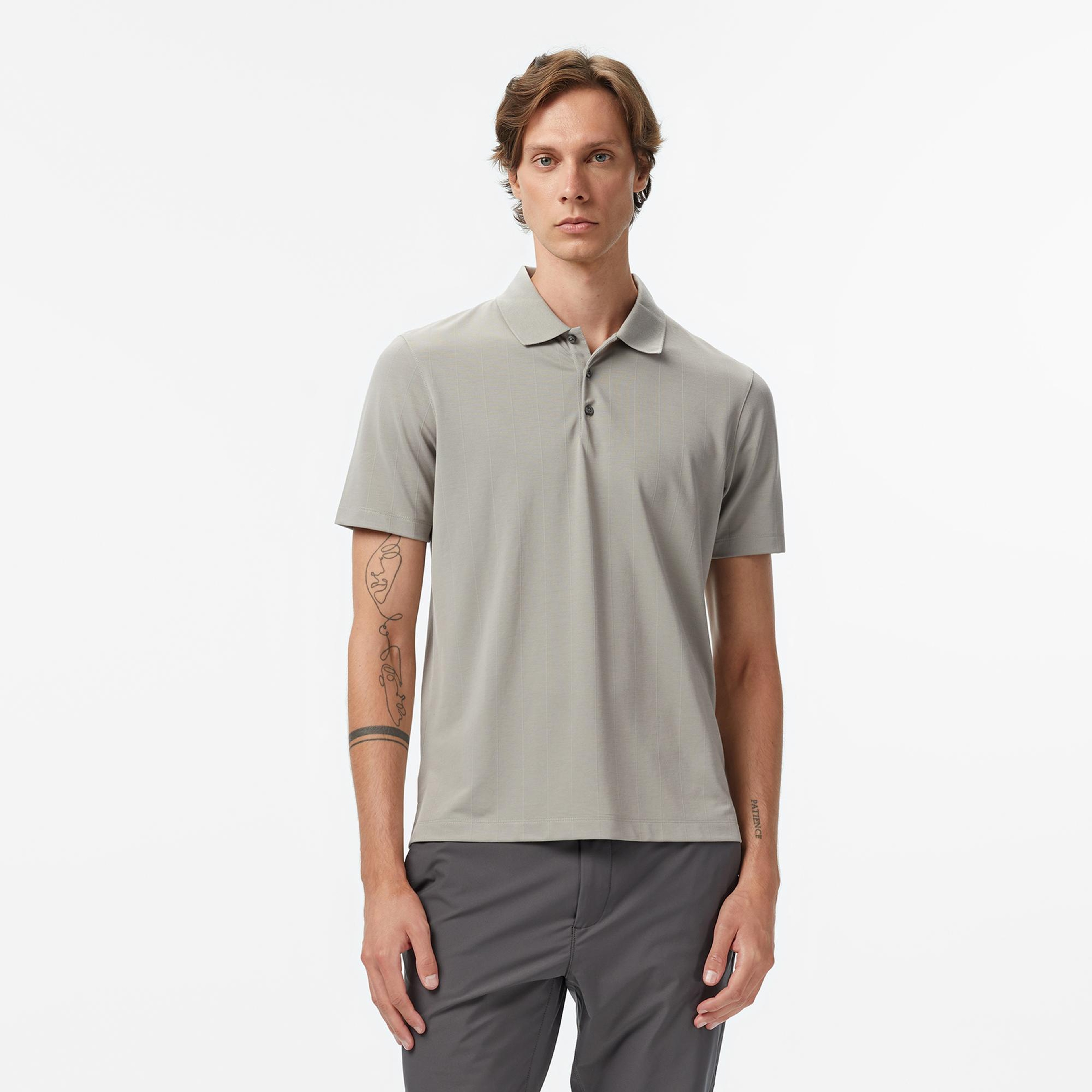 Calvin Klein Stripe Jacquard Erkek Gri Polo