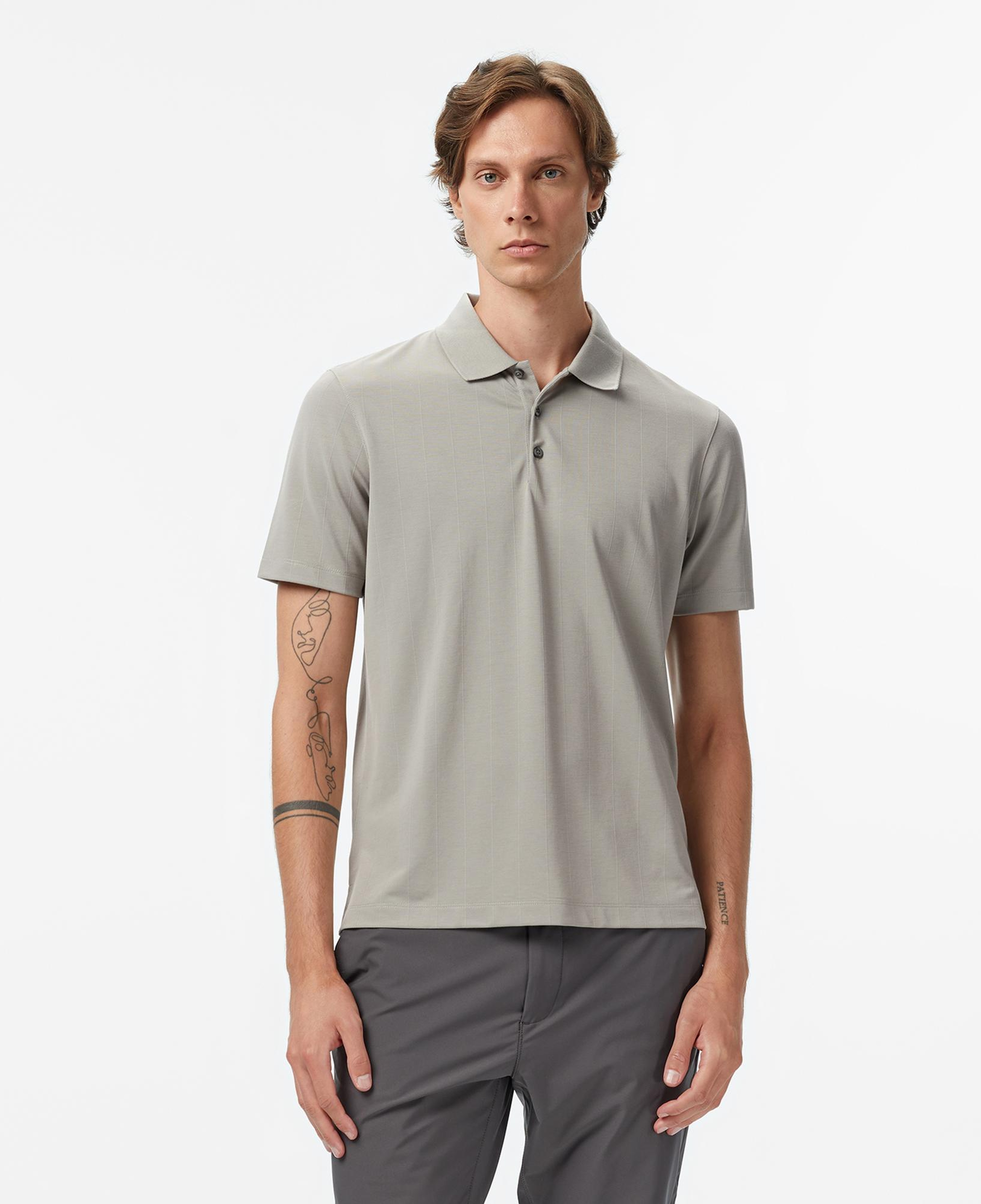 Calvin Klein Stripe Jacquard Erkek Gri Polo