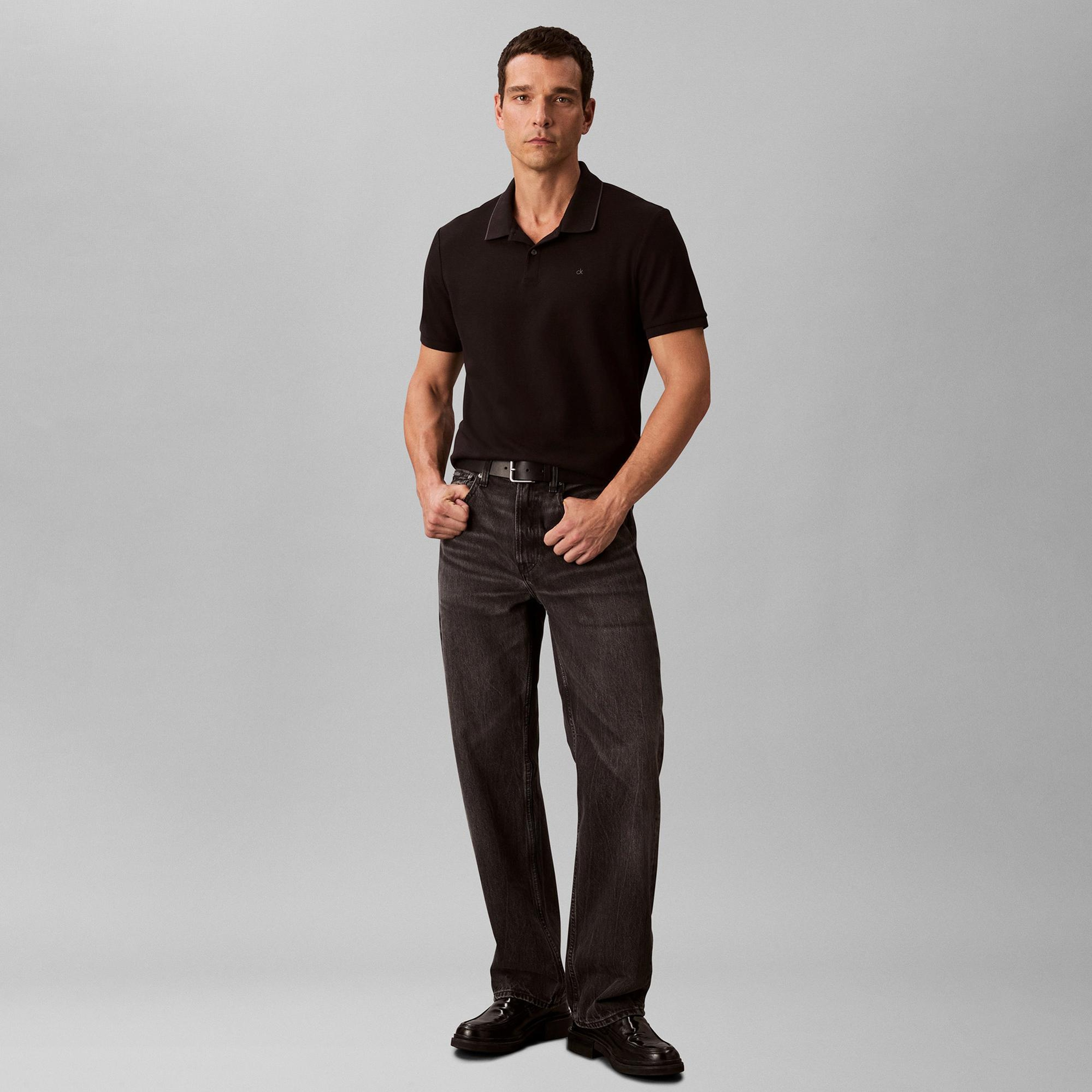 Calvin Klein Refined Pique Tipped Classic Erkek Siyah Polo