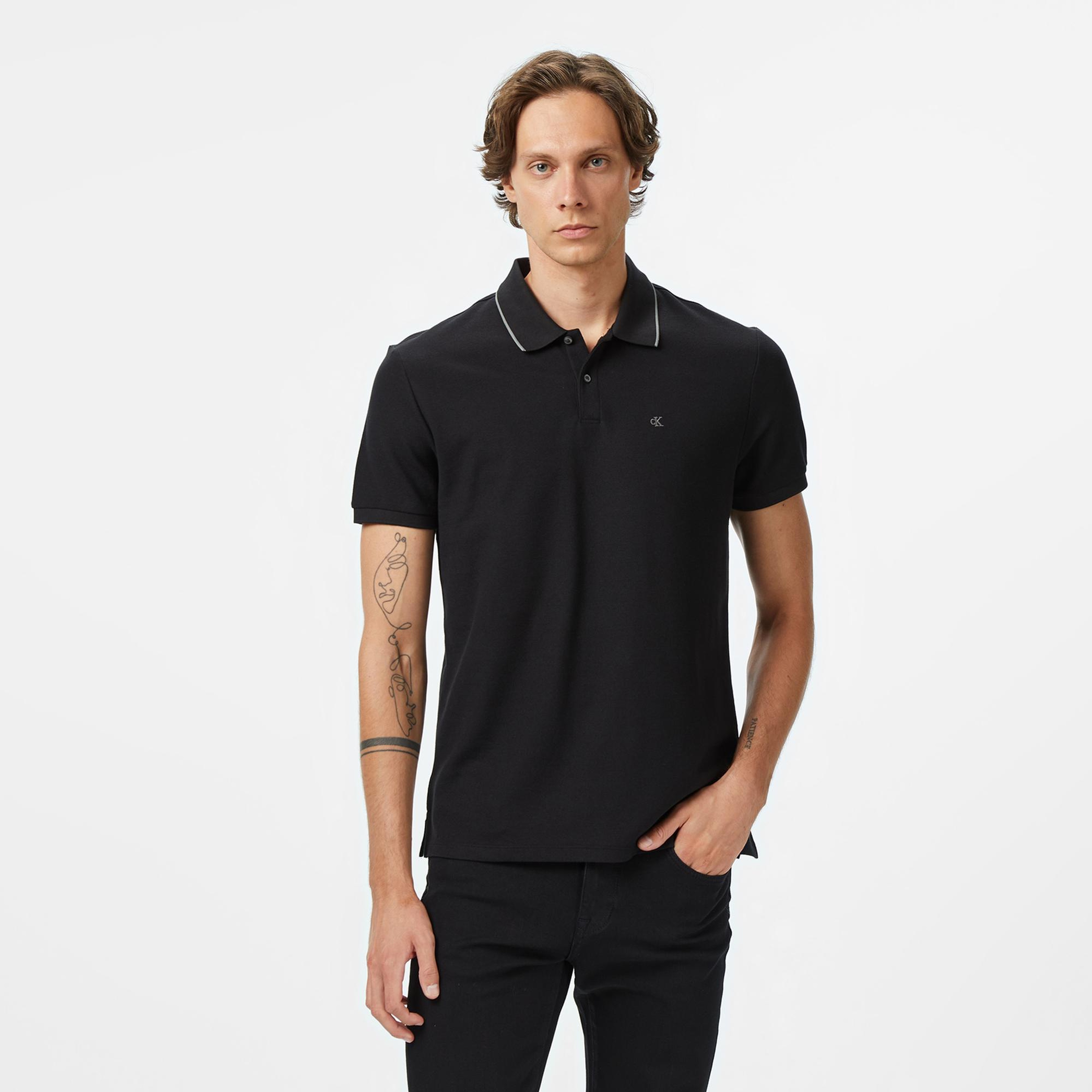 Calvin Klein Refined Pique Tipped Classic Erkek Siyah Polo